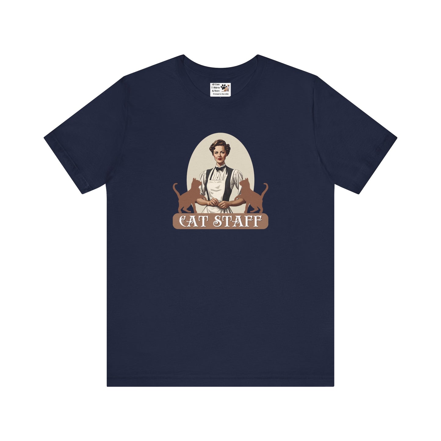 Cat Staff T-Shirt - ("Victorian Era Style" - Unisex Jersey Tee - Perfect for Cat Lovers)
