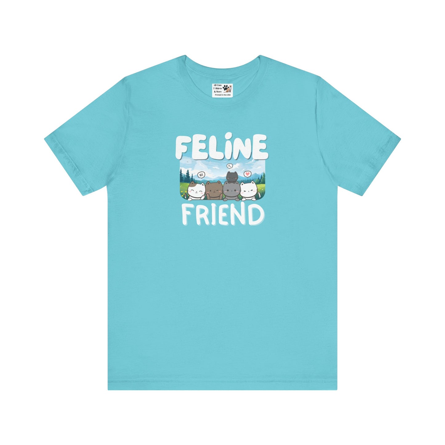 Feline Friend Graphic T-Shirt - (Cute Unisex Cat Tee)