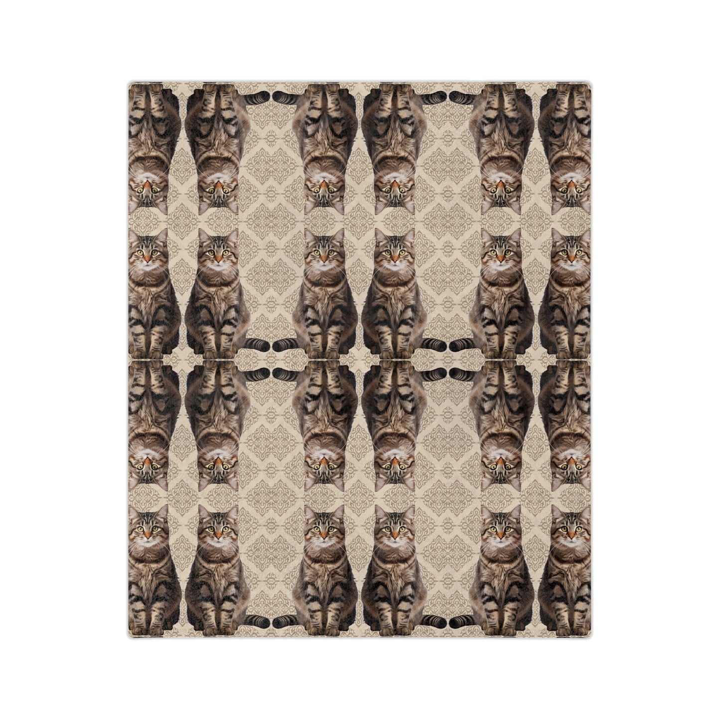 Cat "Mirror Pattern" Velveteen Blanket, Cozy Cat Blankets for Cat Lovers, Cat Decor for Home, Gifts for Pet Owners, Soft Microfiber Throw Blanket