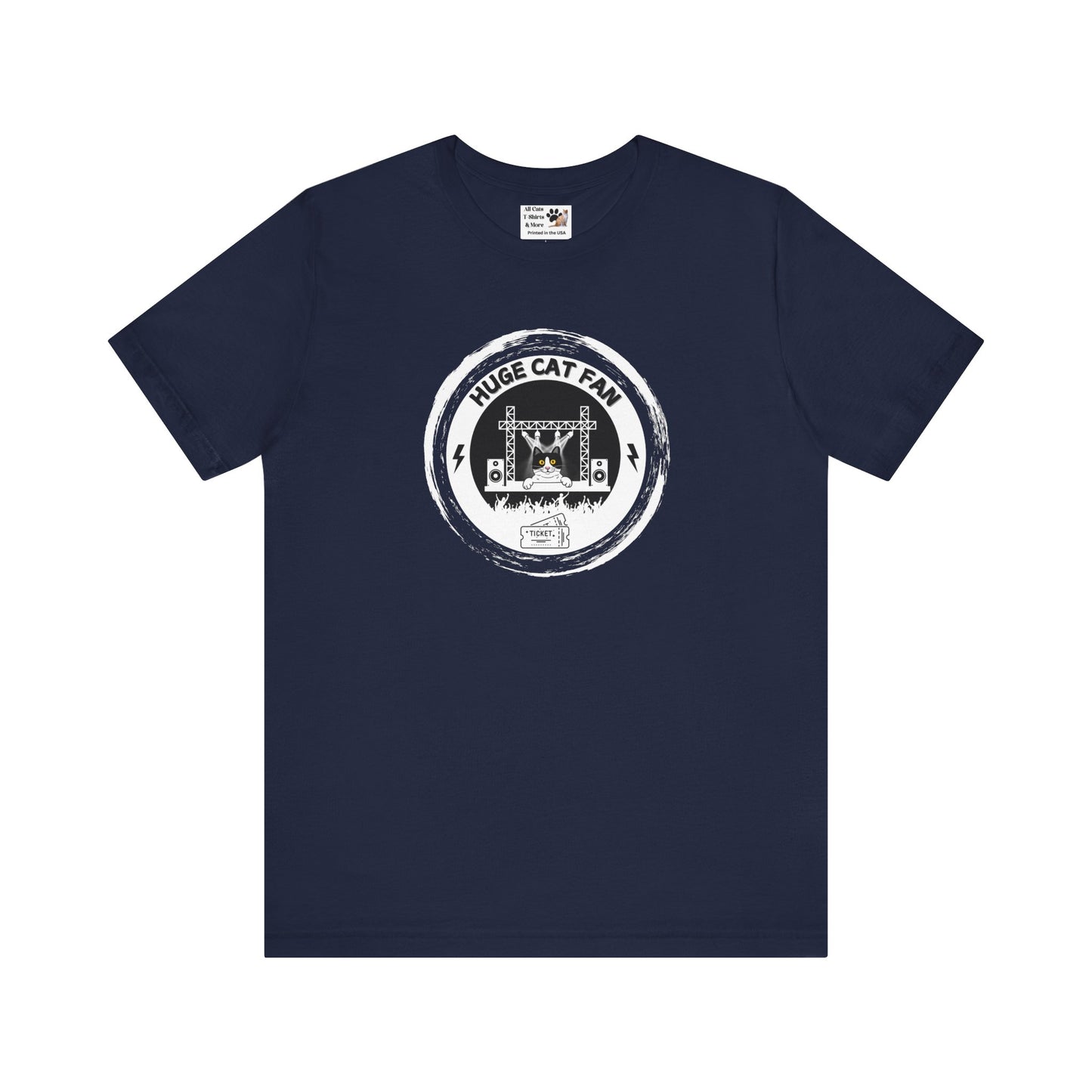 Huge Cat Fan "Brushed Circle Style" T-Shirt - (Fun Unisex Jersey Cat Lover Tee)