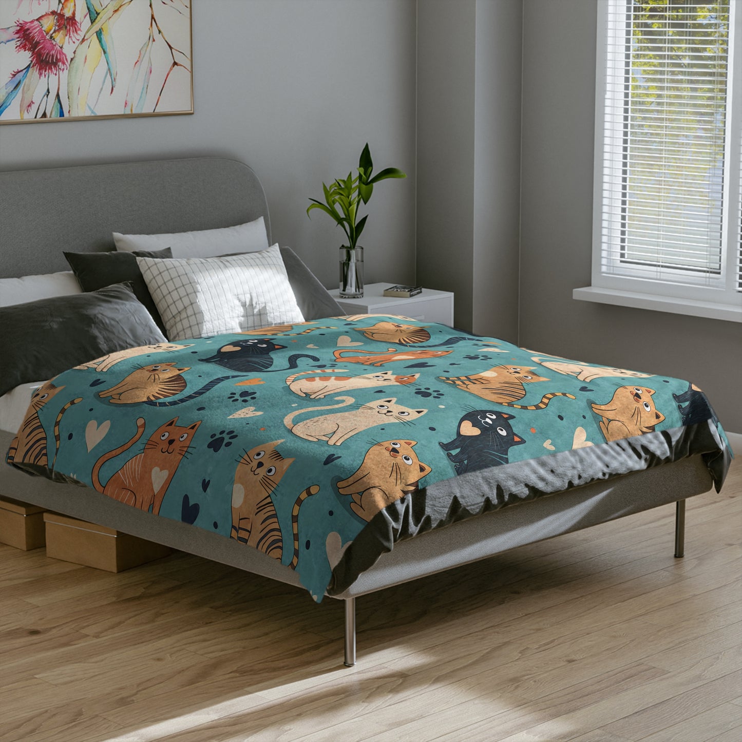 Cozy Cat Blanket - Perfect for Cat Lovers, Cat Print Microfiber Throw, Birthday Gift, Pet Lovers Home Decor, Warm Plush Blanket