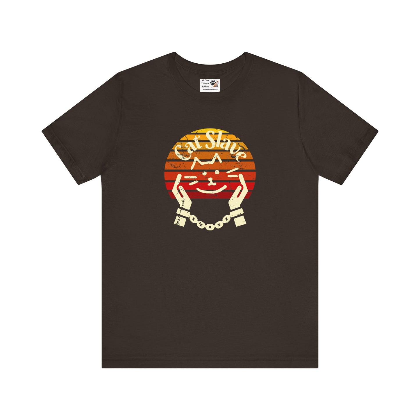Cat Slave Vintage Sunset T-Shirt - (Unisex Jersey Tee - Casual & Trendy Distressed Style Design, Cat Fan Tee)