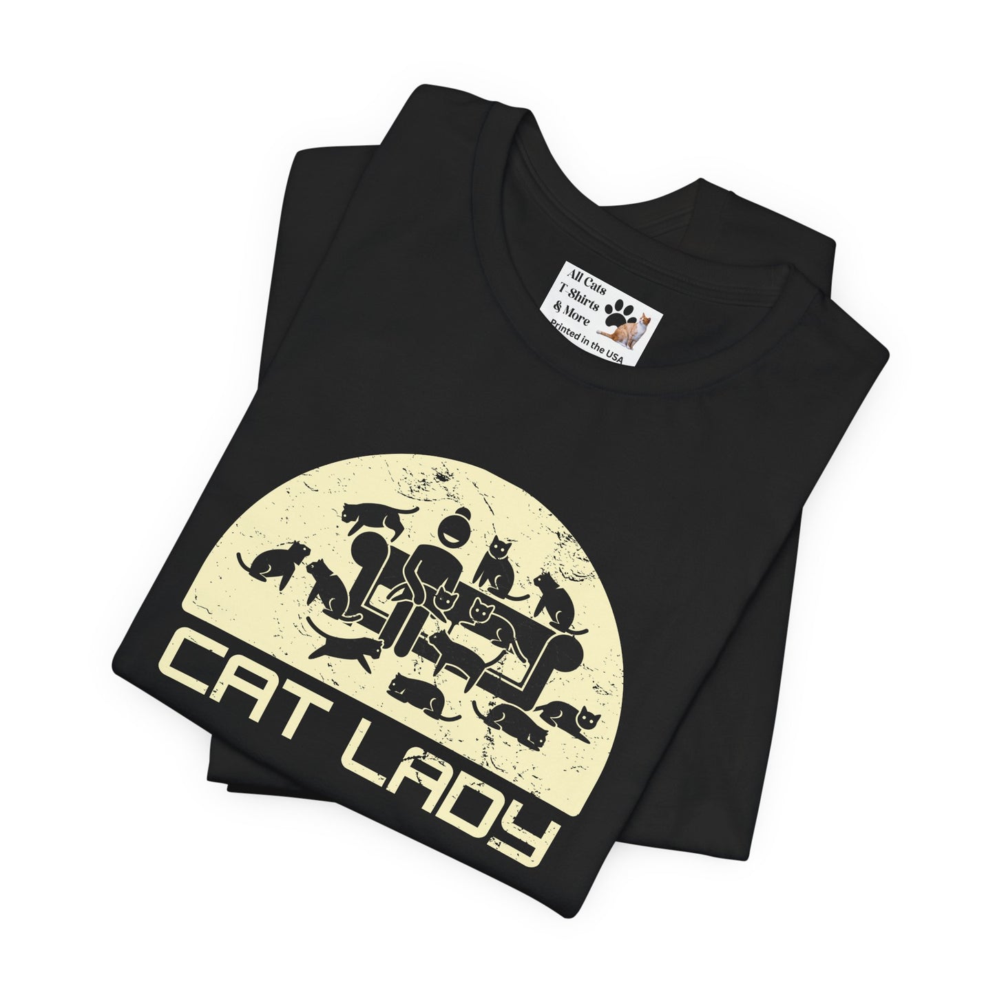 Cute Cat Lady T-Shirt - (Distressed Style - Unisex Jersey Tee - Perfect Gift for Cat Moms!)