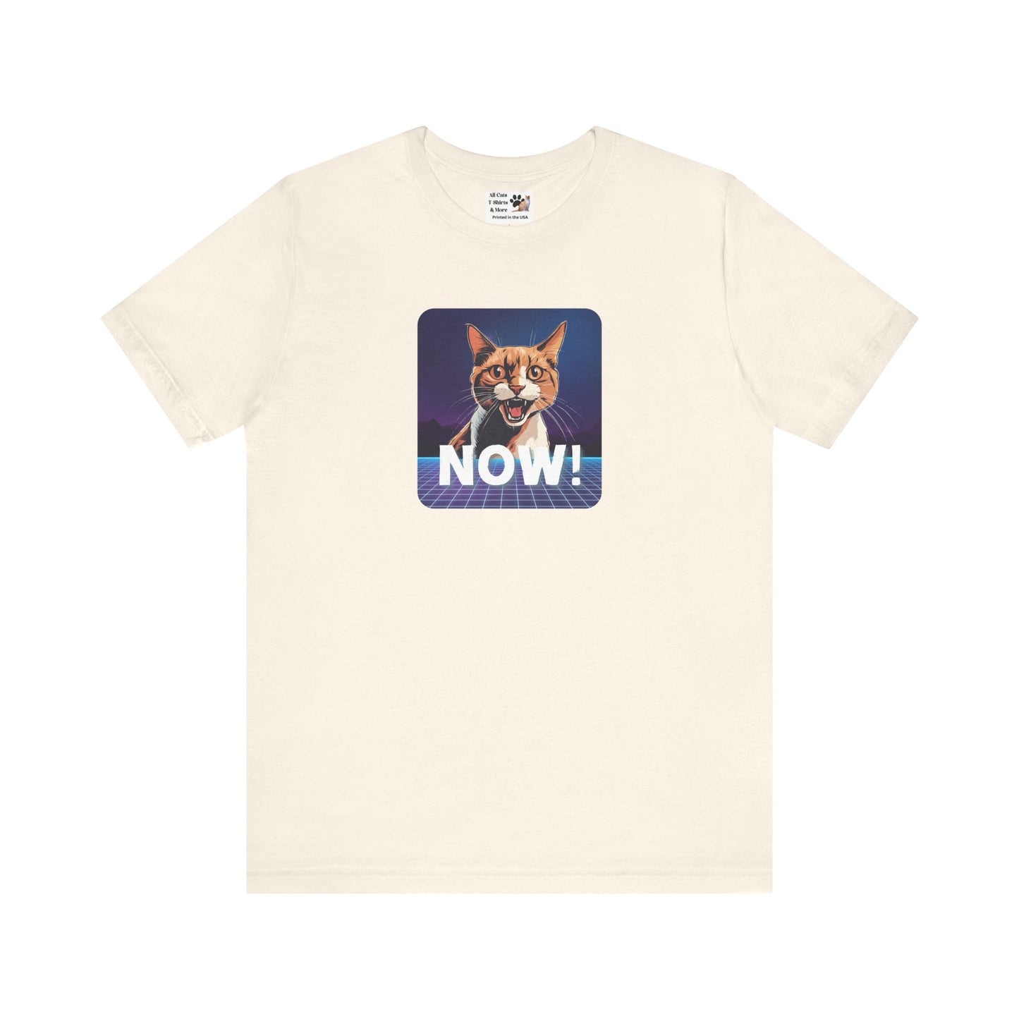 "NOW Cat" Retro Graphic T-Shirt - (Unisex Short Sleeve Tee - Fun & Quirky Design for Cat Fans)