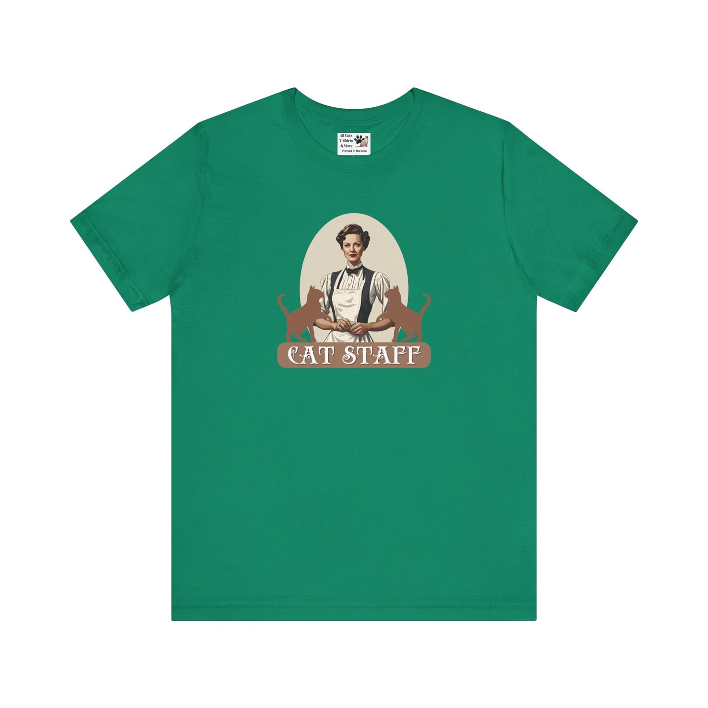 Cat Staff T-Shirt - ("Victorian Era Style" - Unisex Jersey Tee - Perfect for Cat Lovers)