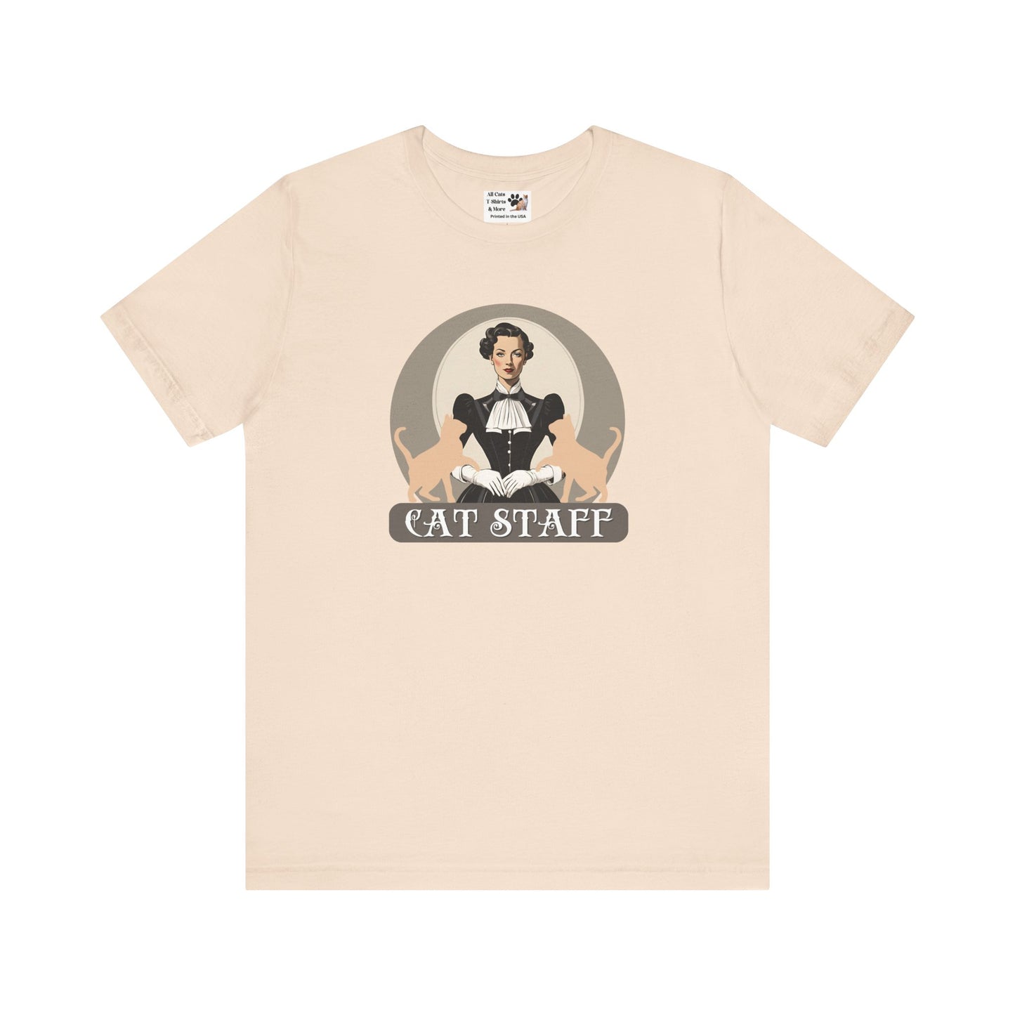 Cat Staff T-Shirt - ("Victorian Era Style" - Unisex Jersey Tee - Perfect for Cat Lovers)