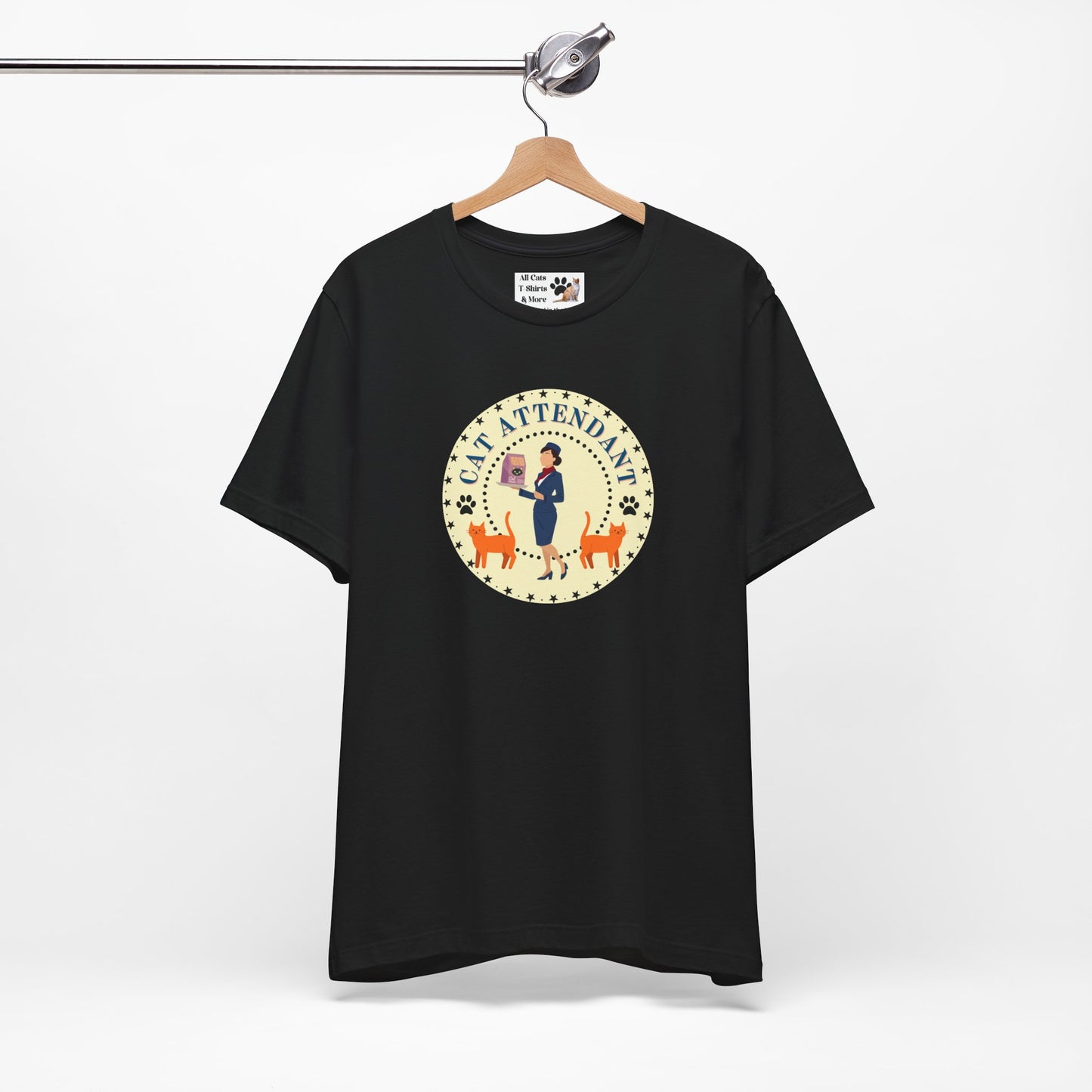 Cute "Cat Attendant" T-Shirt with Double Orange Cats - (Unisex Jersey Short Sleeve Tee - Perfect Gift for Cat Lovers!)