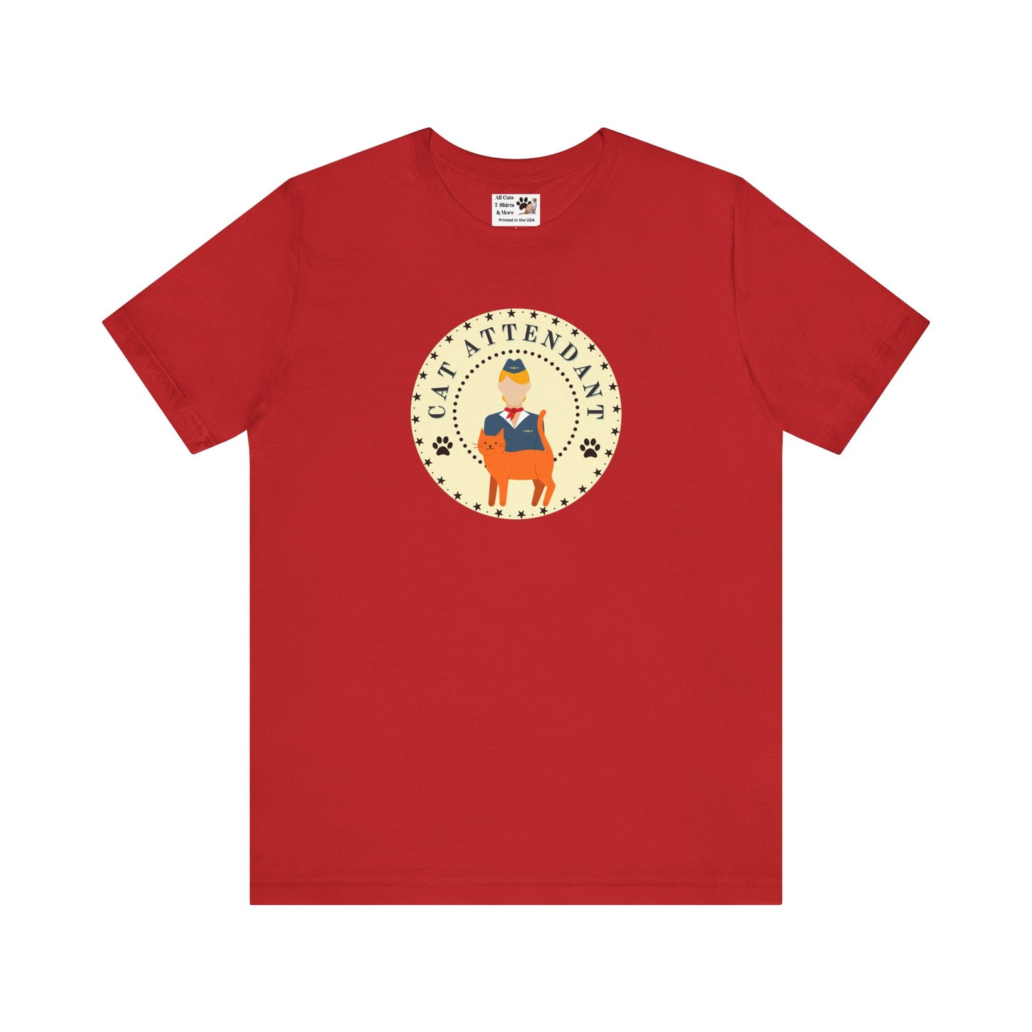 Cute "Cat Attendant" T-Shirt with Orange Cat - (Unisex Jersey Short Sleeve Tee - Perfect Gift for Cat Lovers!)