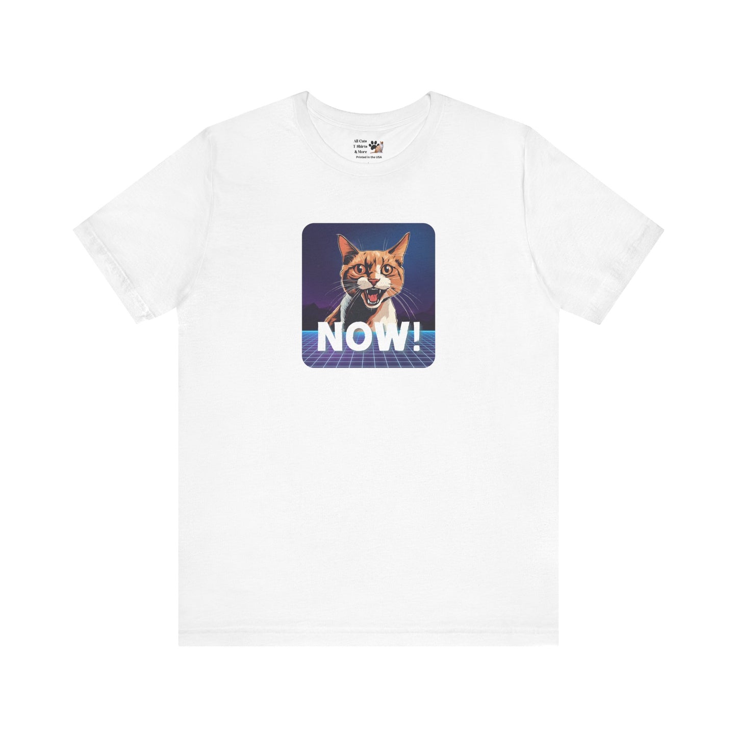 "NOW Cat" Retro Graphic T-Shirt - (Unisex Short Sleeve Tee - Fun & Quirky Design for Cat Fans)