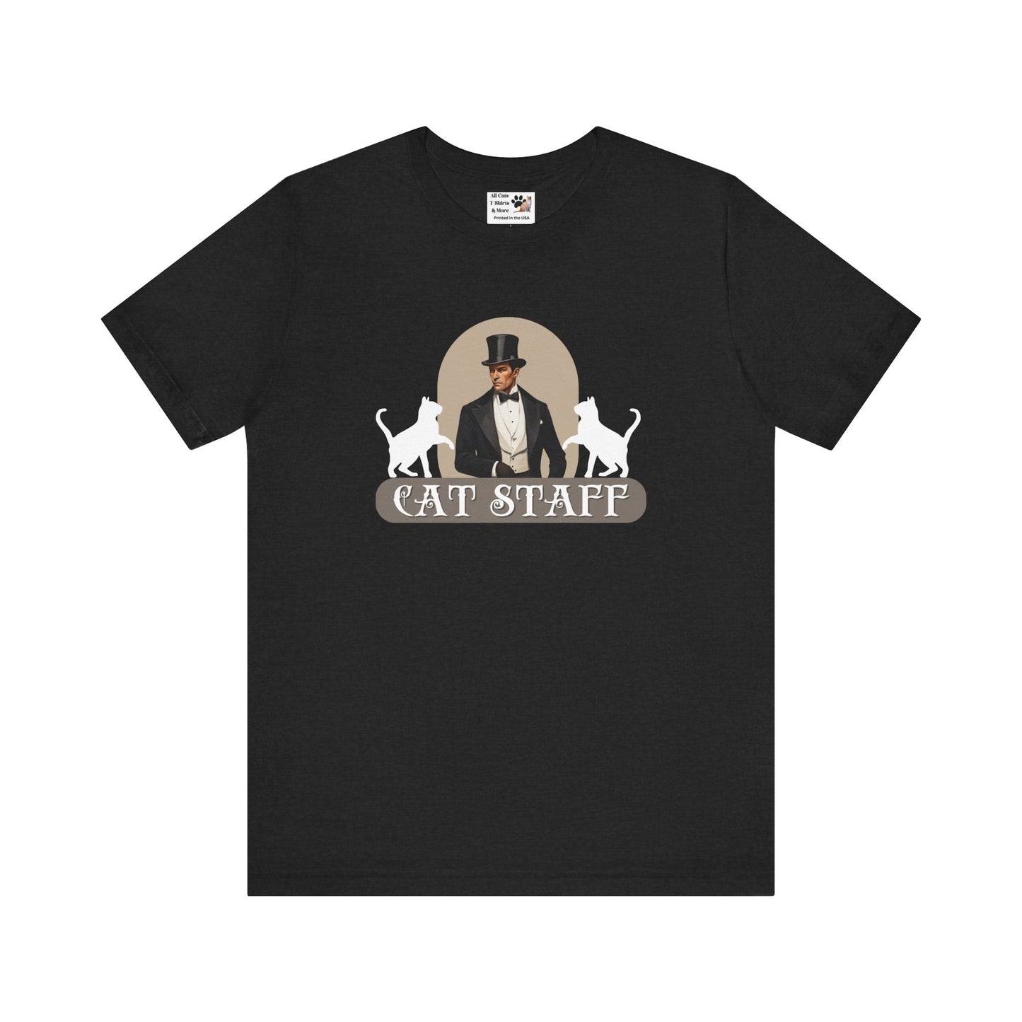 Cat Staff T-Shirt - ("Victorian Era Style" - Unisex Jersey Tee - Perfect for Cat Lovers)