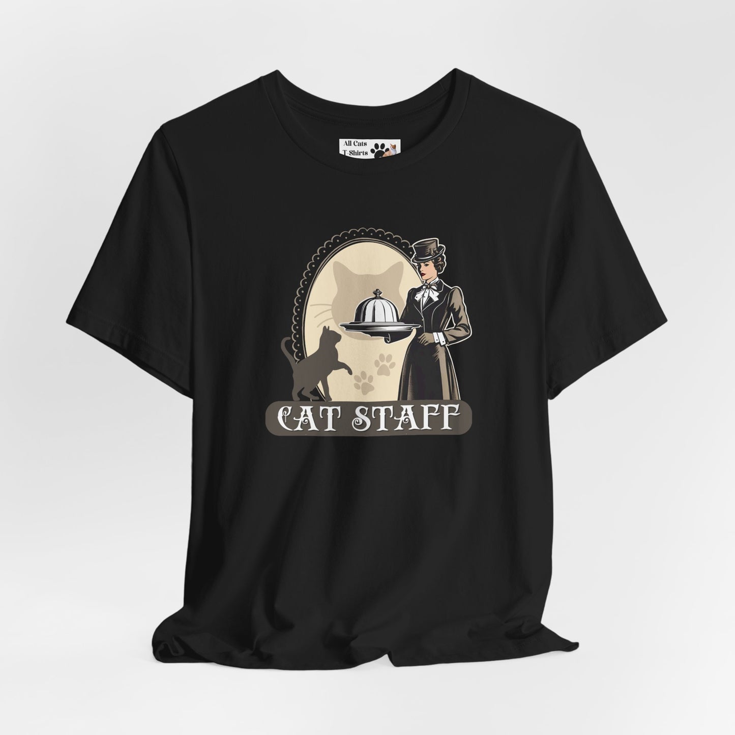 Cat Staff T-Shirt - ("Victorian Era Style" - Unisex Jersey Tee - Perfect for Cat Lovers)