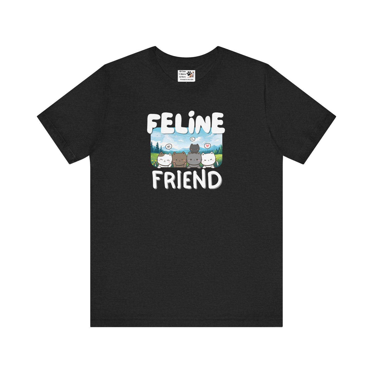 Feline Friend Graphic T-Shirt - (Cute Unisex Cat Tee)