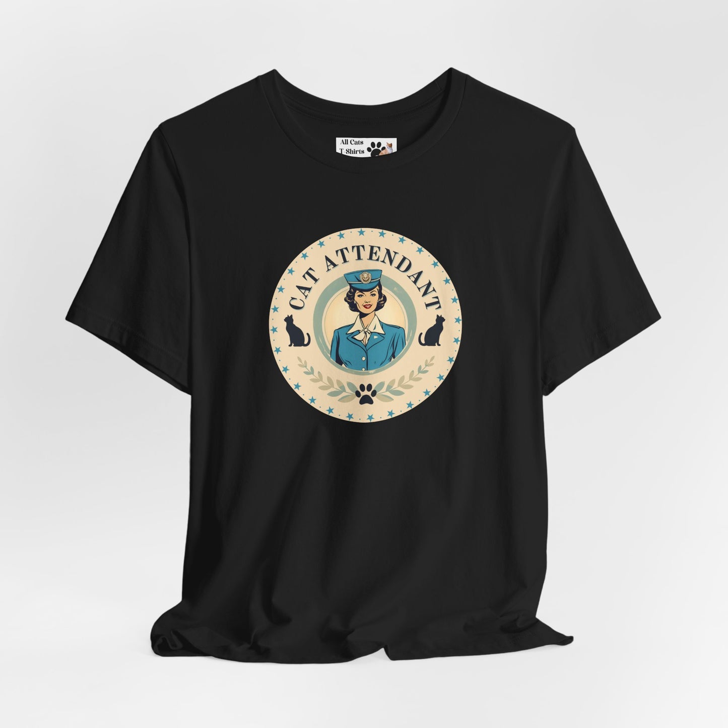 Vintage Style "Cat Attendant" T-Shirt - (Unisex Jersey Short Sleeve Tee - Perfect Gift for Cat Lovers!)