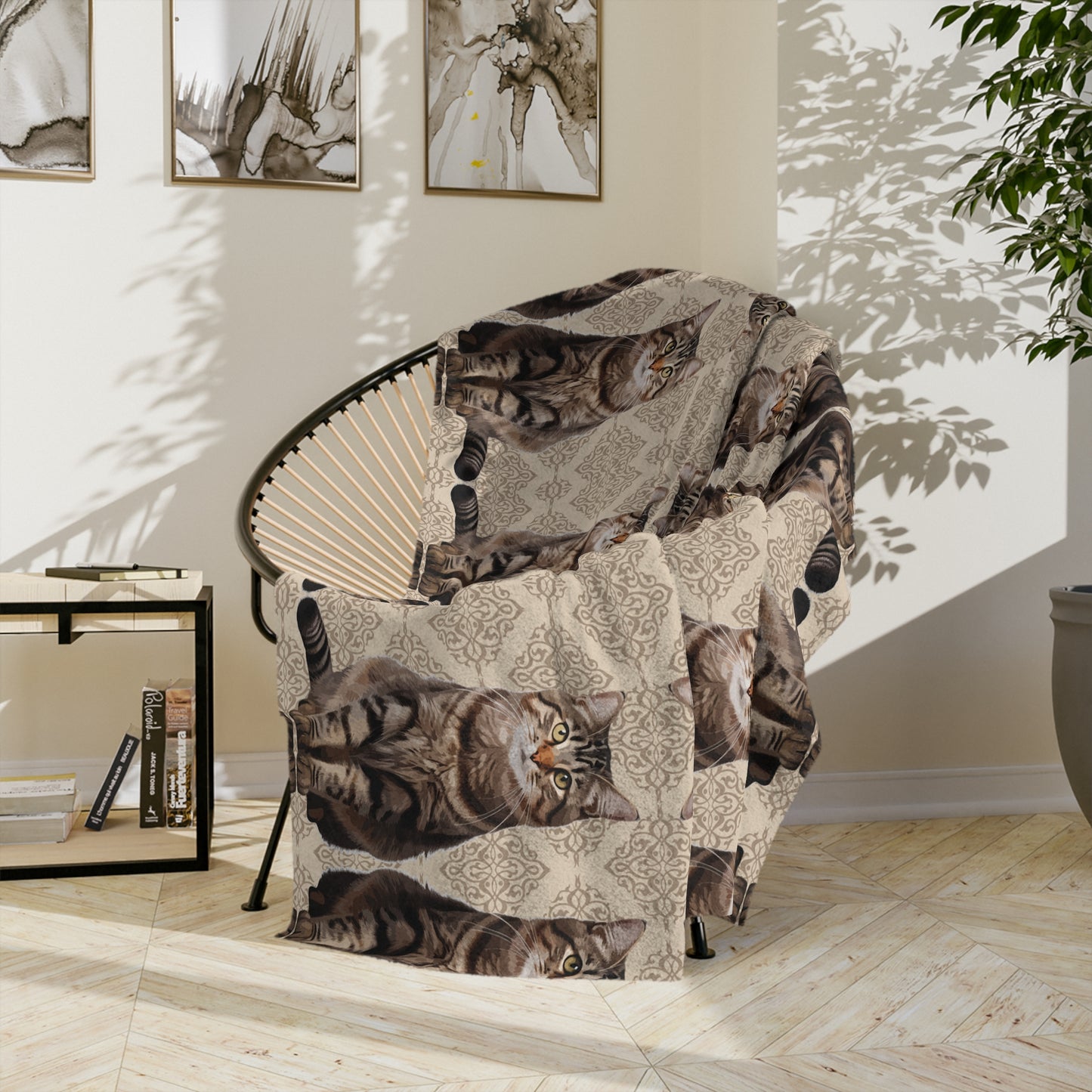 Cat "Mirror Pattern" Velveteen Blanket, Cozy Cat Blankets for Cat Lovers, Cat Decor for Home, Gifts for Pet Owners, Soft Microfiber Throw Blanket