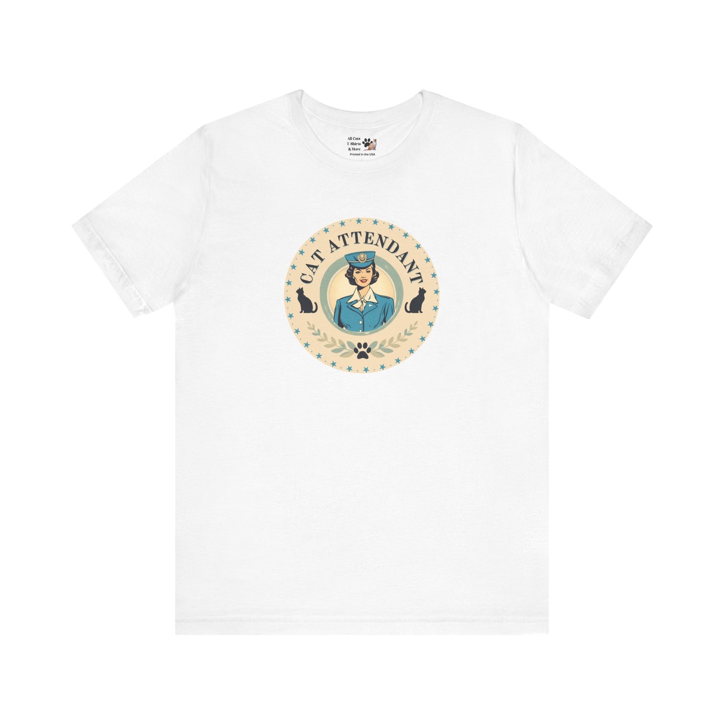 Vintage Style "Cat Attendant" T-Shirt - (Unisex Jersey Short Sleeve Tee - Perfect Gift for Cat Lovers!)