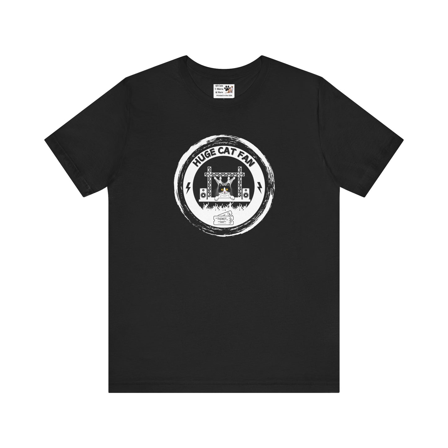 Huge Cat Fan "Brushed Circle Style" T-Shirt - (Fun Unisex Jersey Cat Lover Tee)