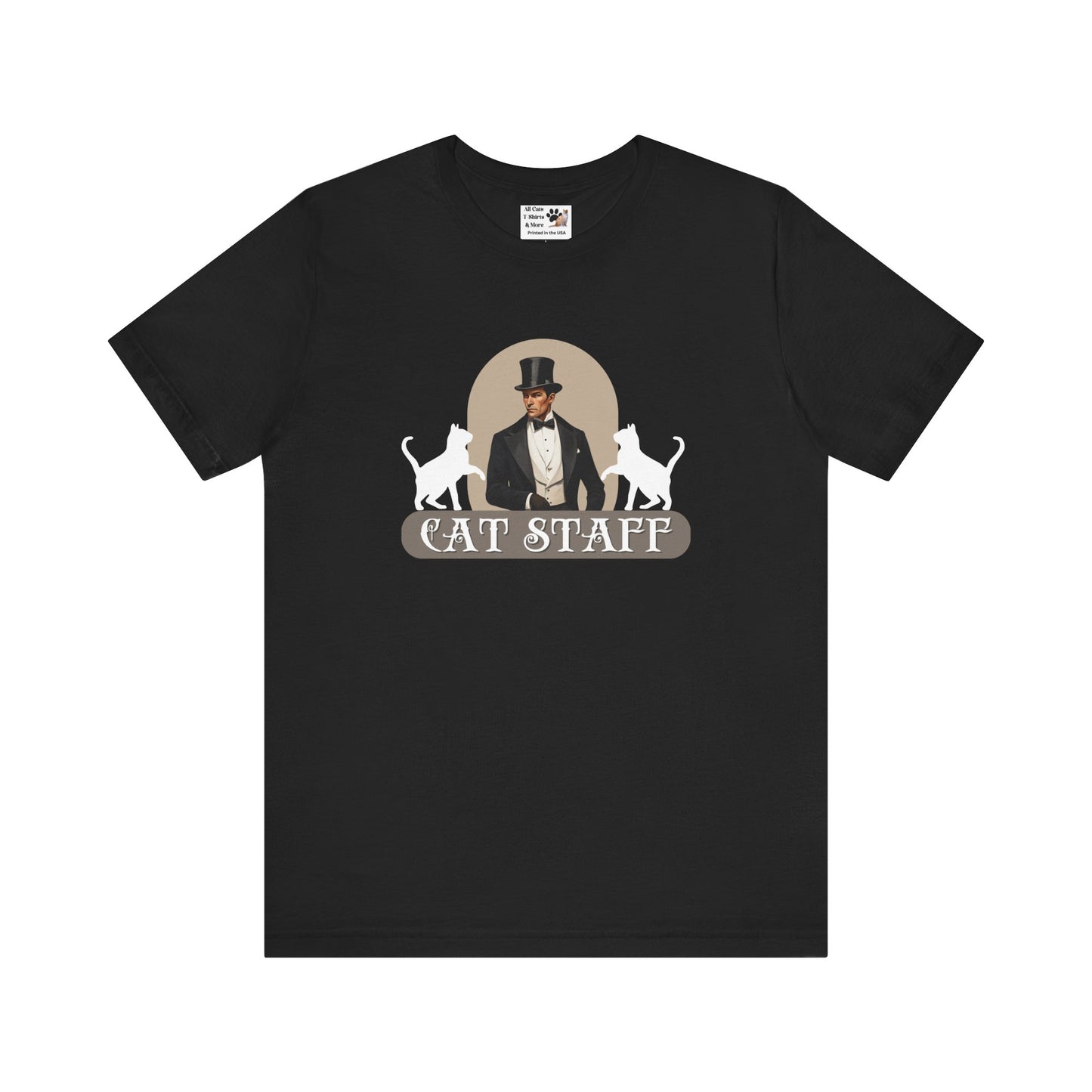 Cat Staff T-Shirt - ("Victorian Era Style" - Unisex Jersey Tee - Perfect for Cat Lovers)