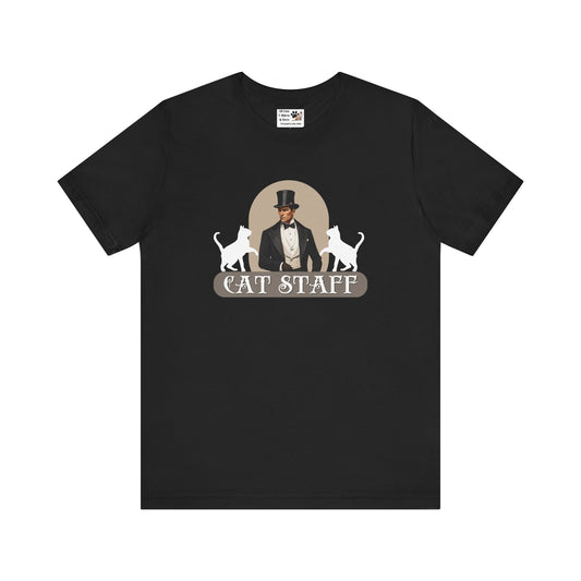 Cat Staff T-Shirt - ("Victorian Era Style" - Unisex Jersey Tee - Perfect for Cat Lovers)