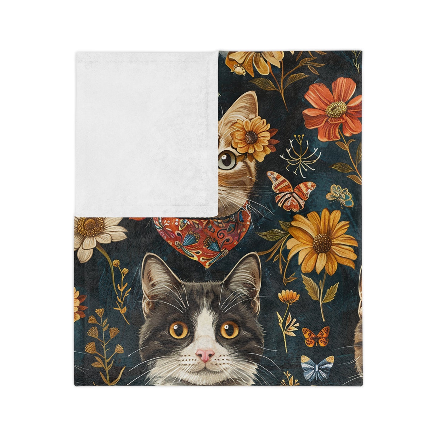 Cozy Cat-Themed Velveteen Blanket for Cat Lovers, Cute Gift for Pet Owners, Home Decor, Perfect for Snuggling or Picnics