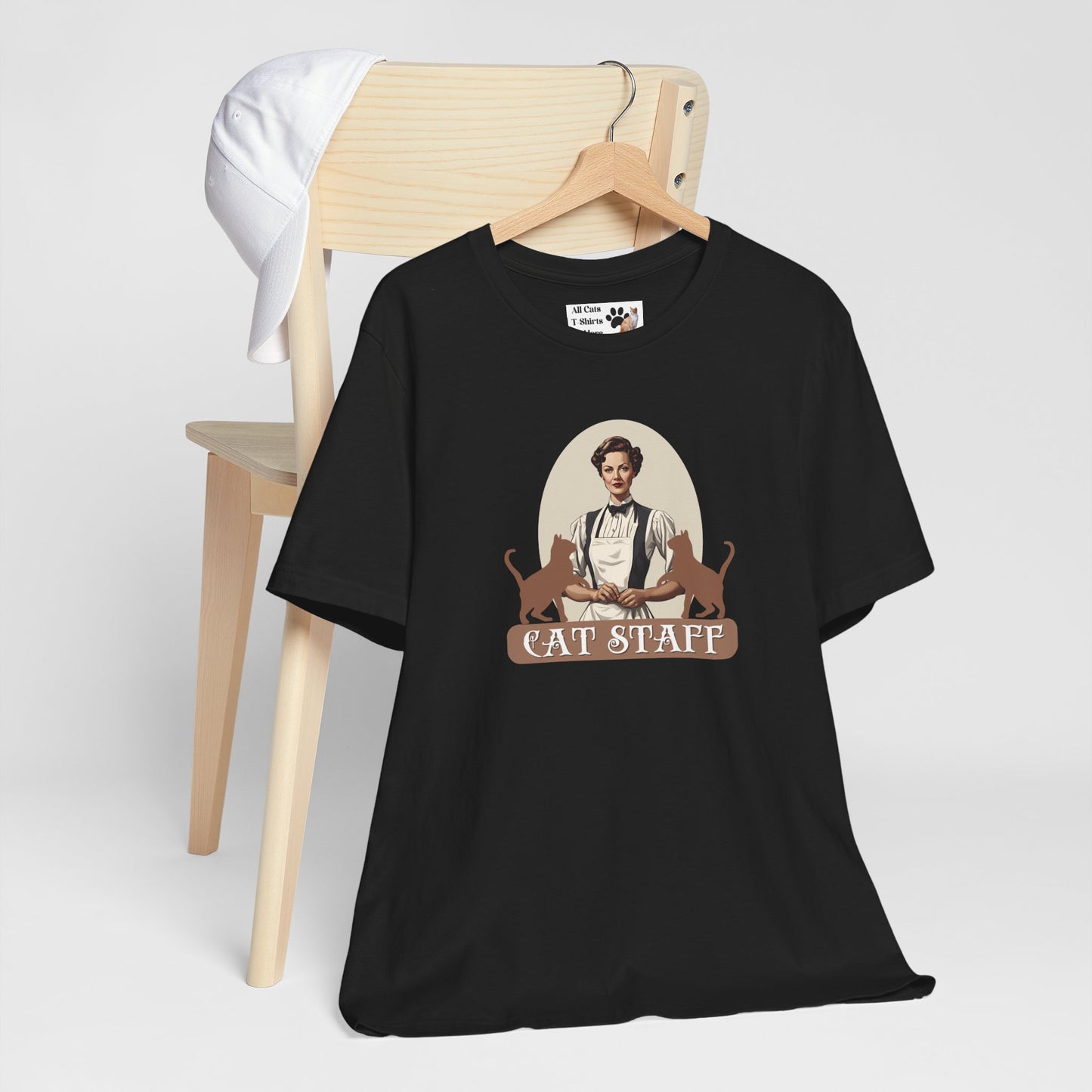 Cat Staff T-Shirt - ("Victorian Era Style" - Unisex Jersey Tee - Perfect for Cat Lovers)
