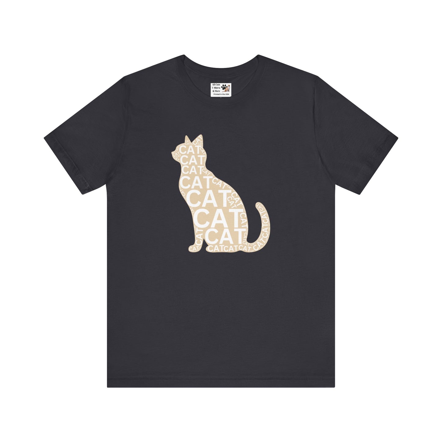 "CAT in a Cat, T-Shirt" - (Playful Beige Cat Design, Cat Lover Unisex Jersey Short Sleeve Tee - Purr-fect Gift!)