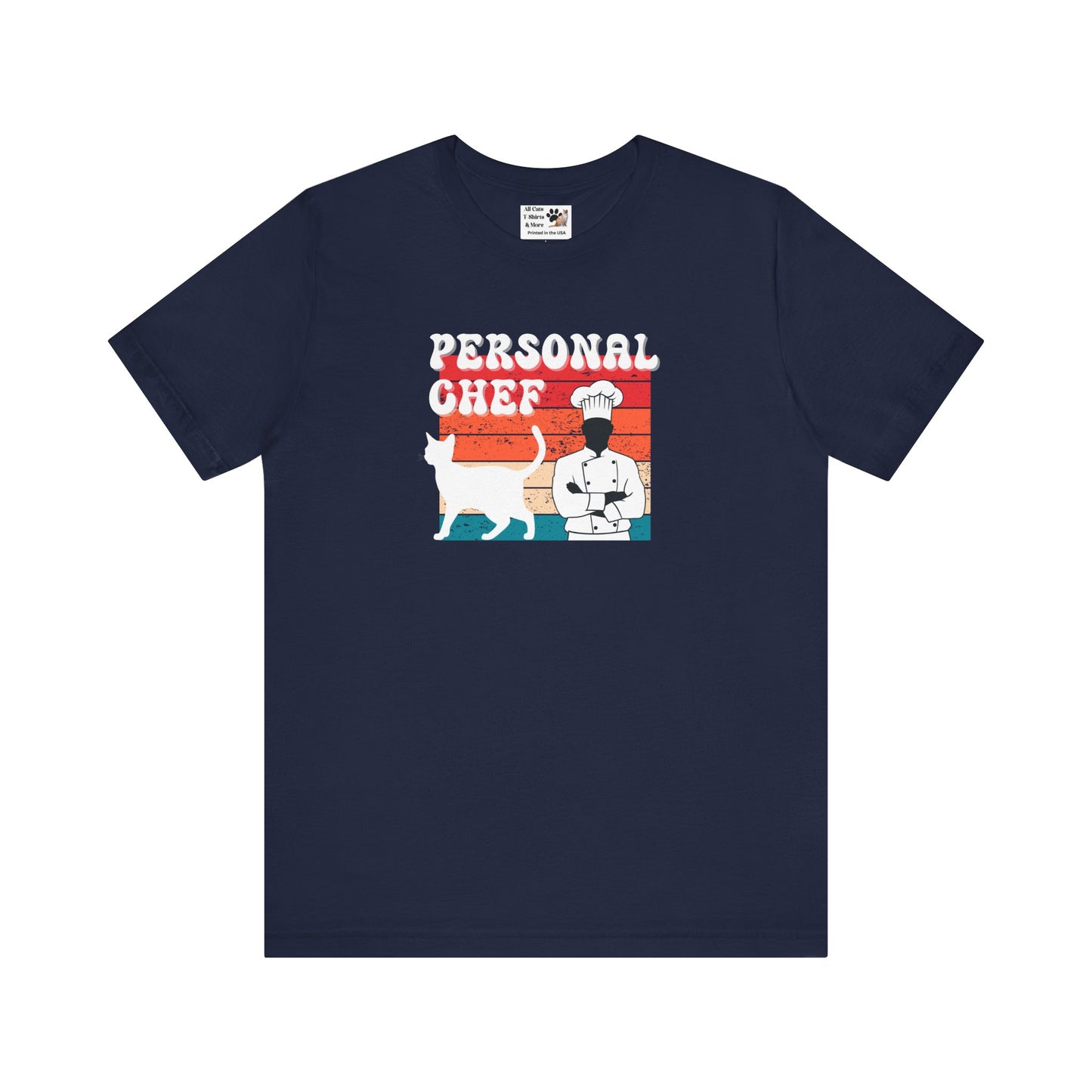 Personal Chef for Cats T-Shirt (#19 - Distressed Style Vintage Sunset, Unisex Jersey Tee)