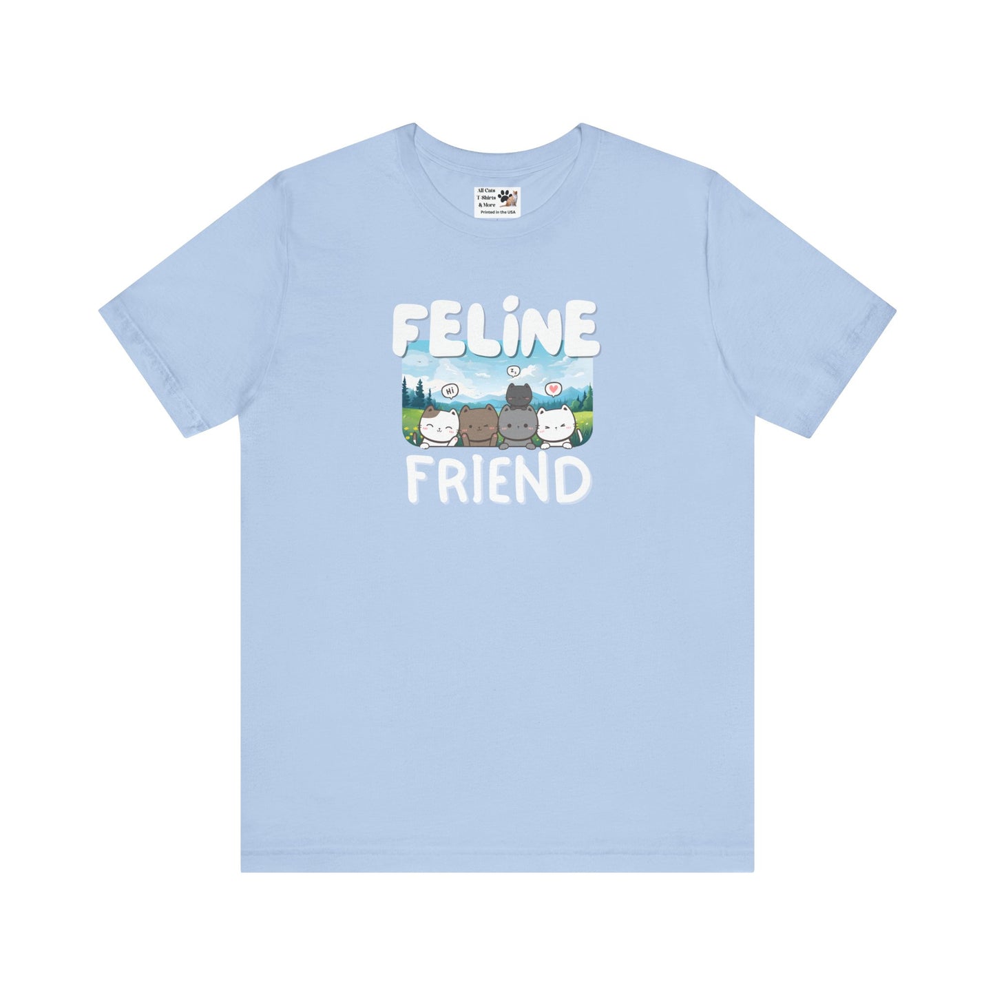 Feline Friend Graphic T-Shirt - (Cute Unisex Cat Tee)