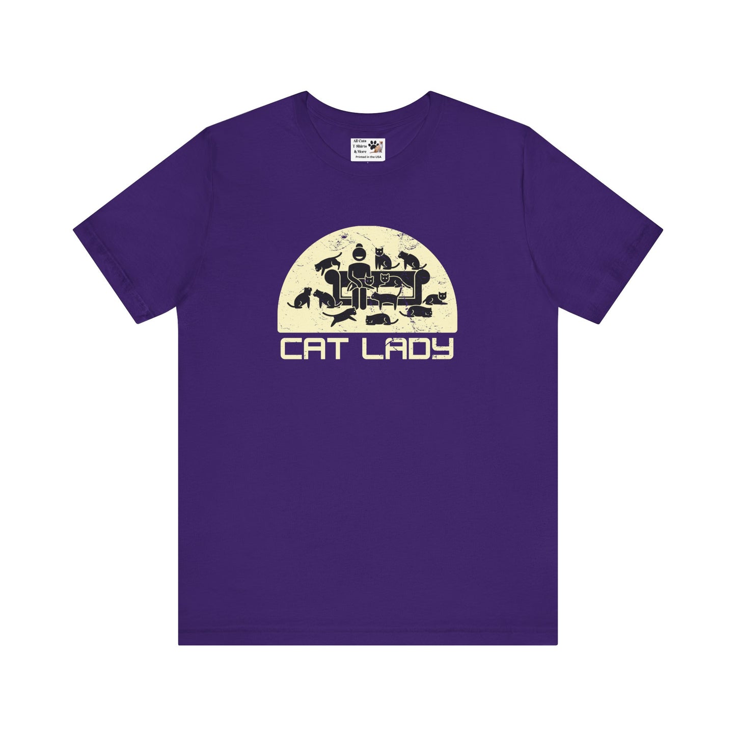 Cute Cat Lady T-Shirt - (Distressed Style - Unisex Jersey Tee - Perfect Gift for Cat Moms!)