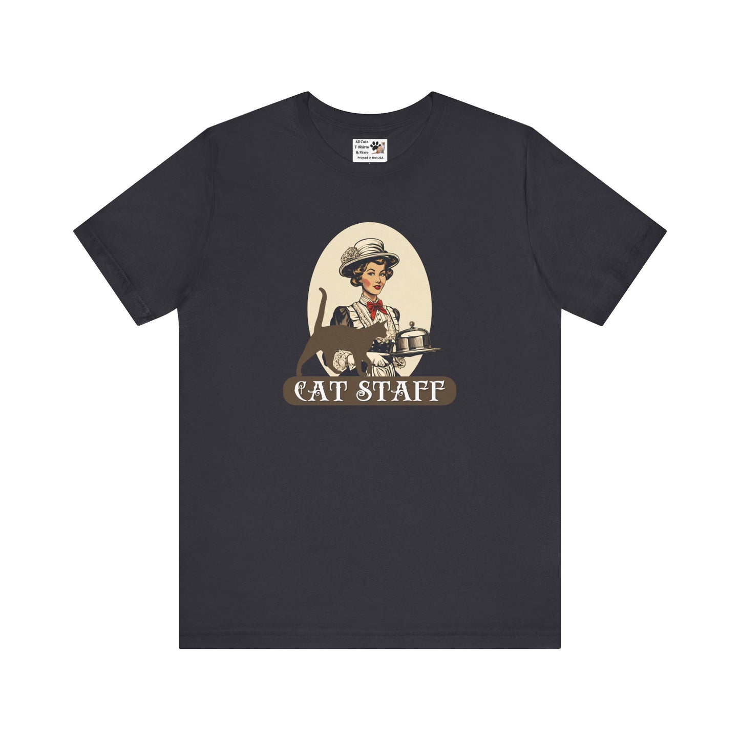 Cat Staff T-Shirt - ("Victorian Era Style" - Unisex Jersey Tee - Perfect for Cat Lovers)