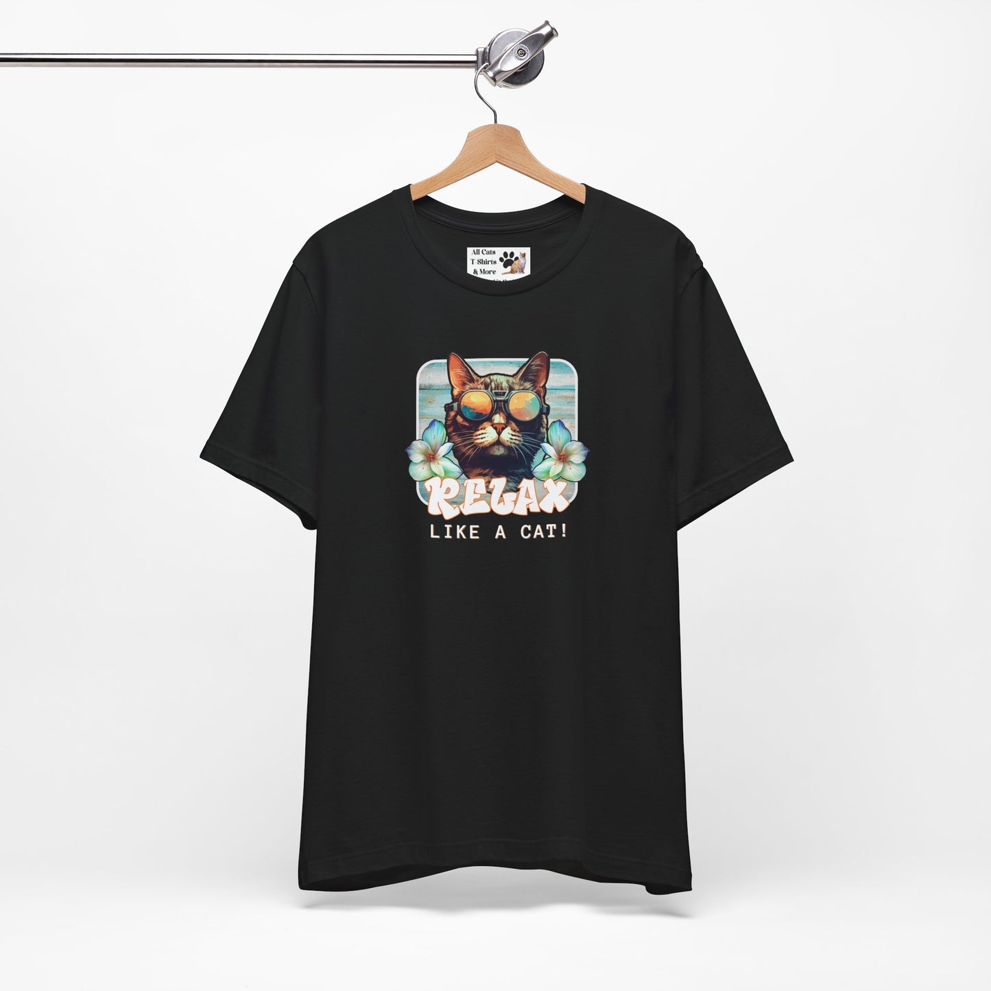 Relax Like a Cat Graphic Tee - (Cat Fan Shirt, Gift for Cat Owners, Cool Summer T-Shirt)
