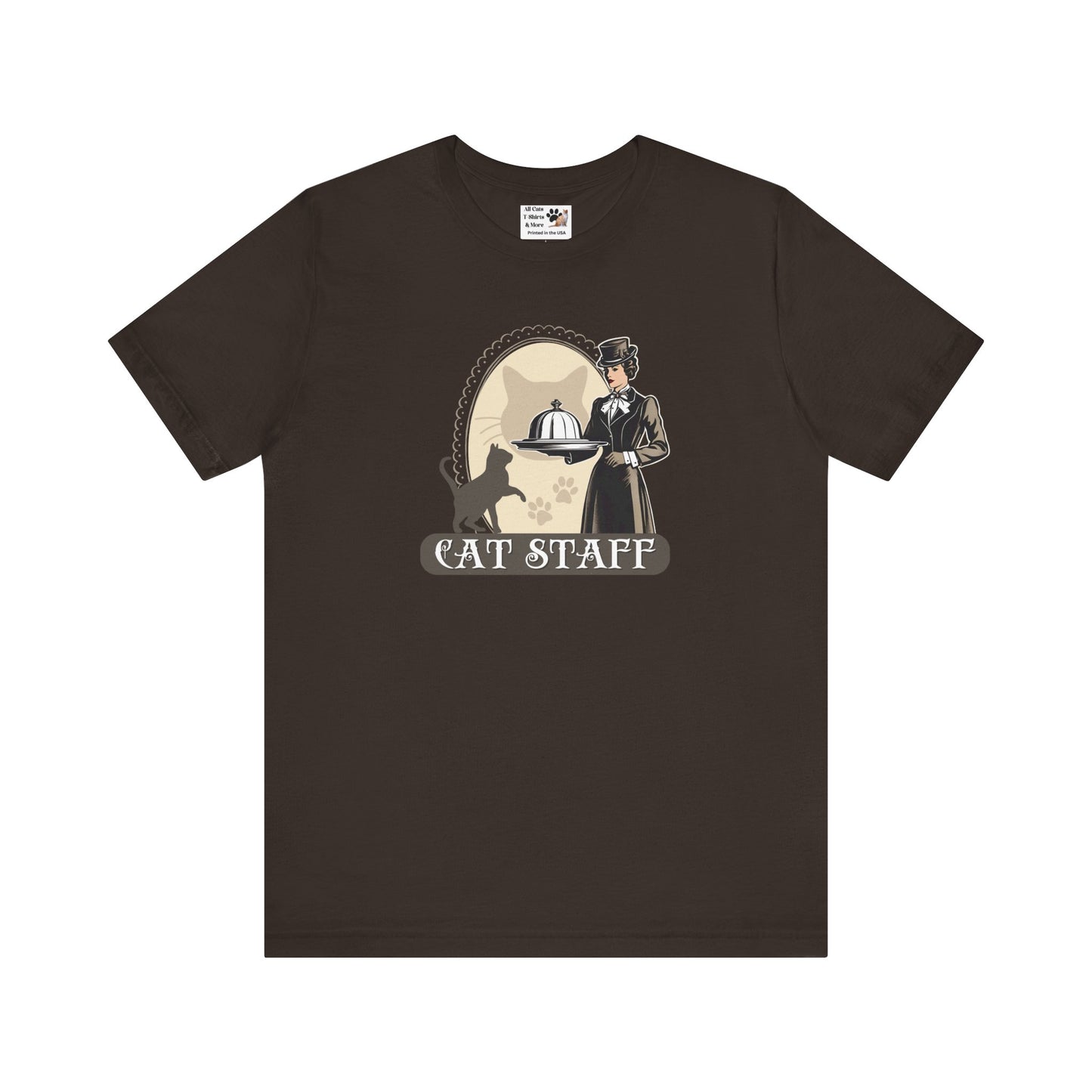 Cat Staff T-Shirt - ("Victorian Era Style" - Unisex Jersey Tee - Perfect for Cat Lovers)
