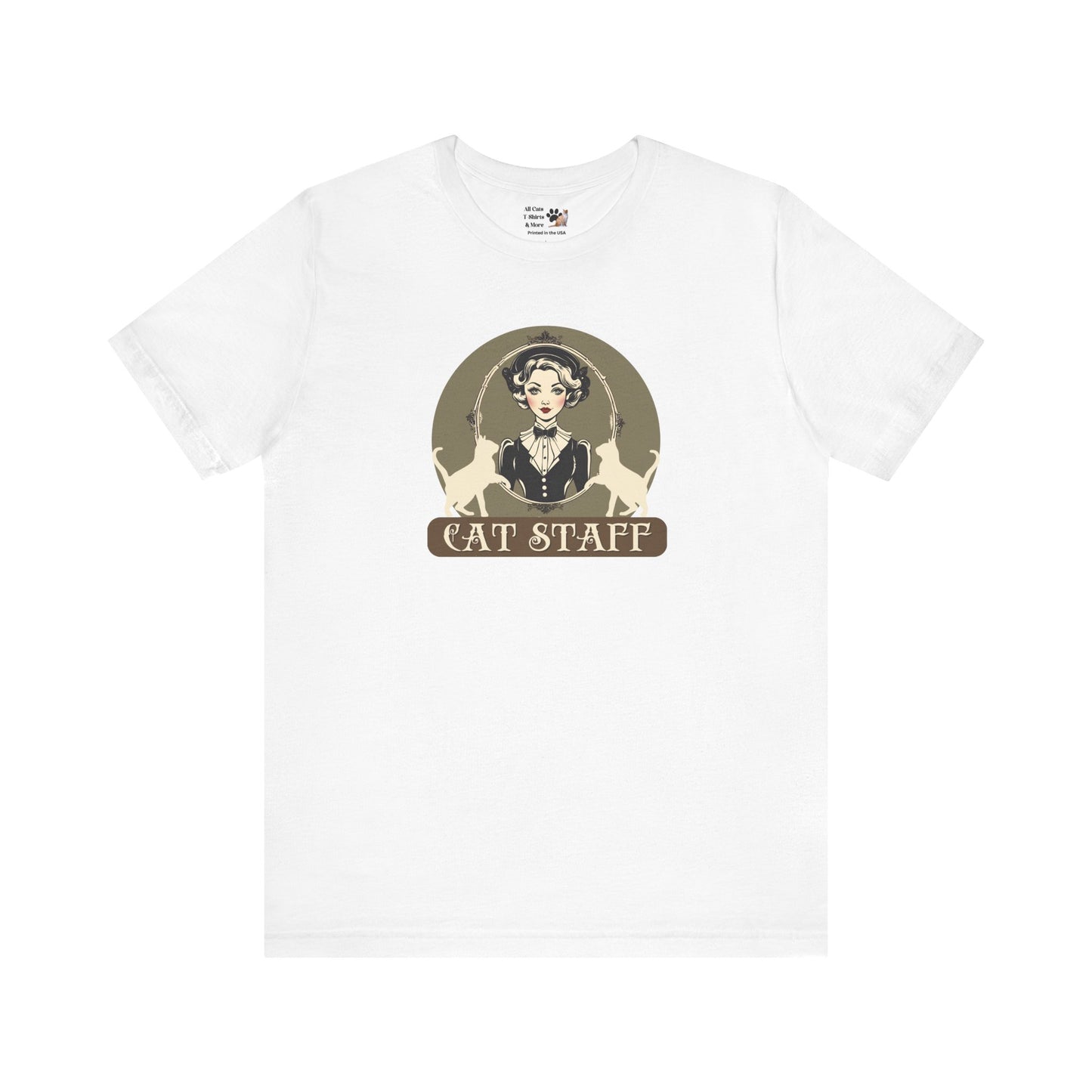 Cat Staff T-Shirt - ("Victorian Era Style" - Unisex Jersey Tee - Perfect for Cat Lovers)