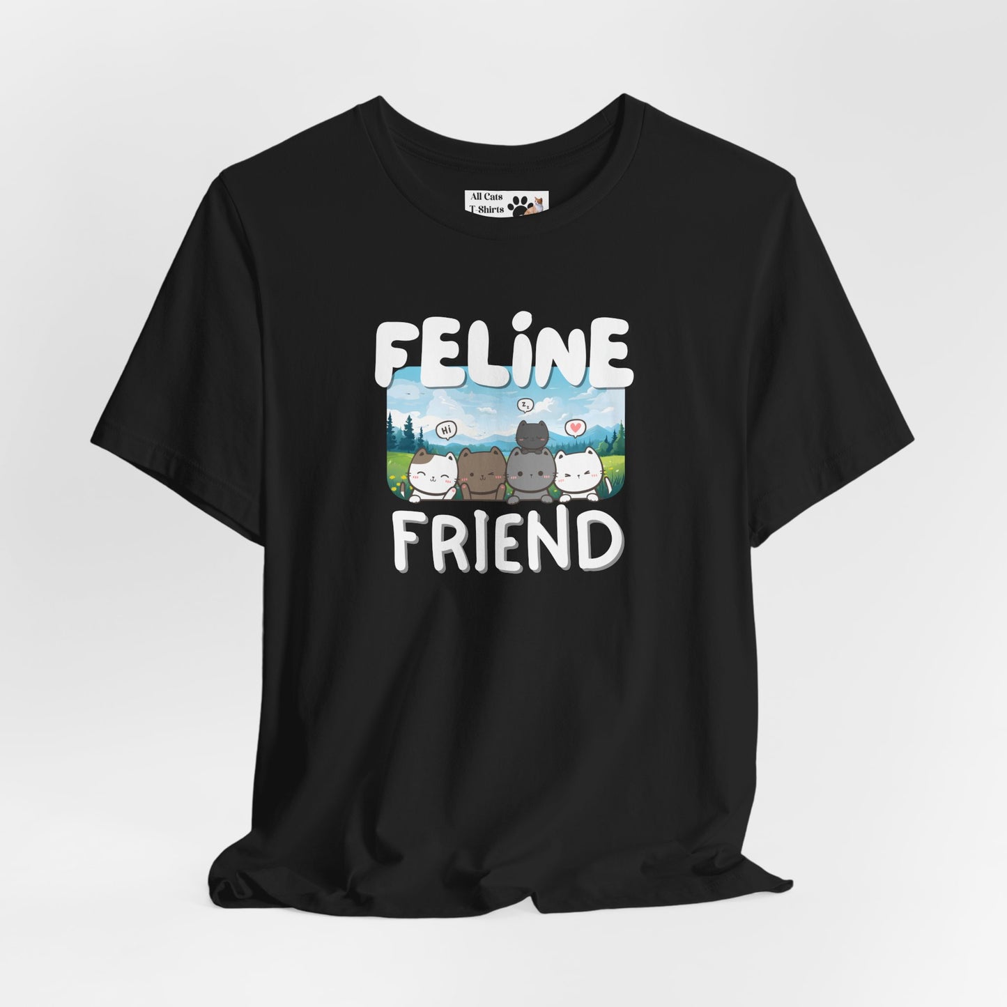 Feline Friend Graphic T-Shirt - (Cute Unisex Cat Tee)
