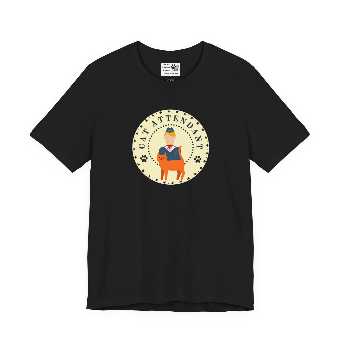 Cute "Cat Attendant" T-Shirt with Orange Cat - (Unisex Jersey Short Sleeve Tee - Perfect Gift for Cat Lovers!)
