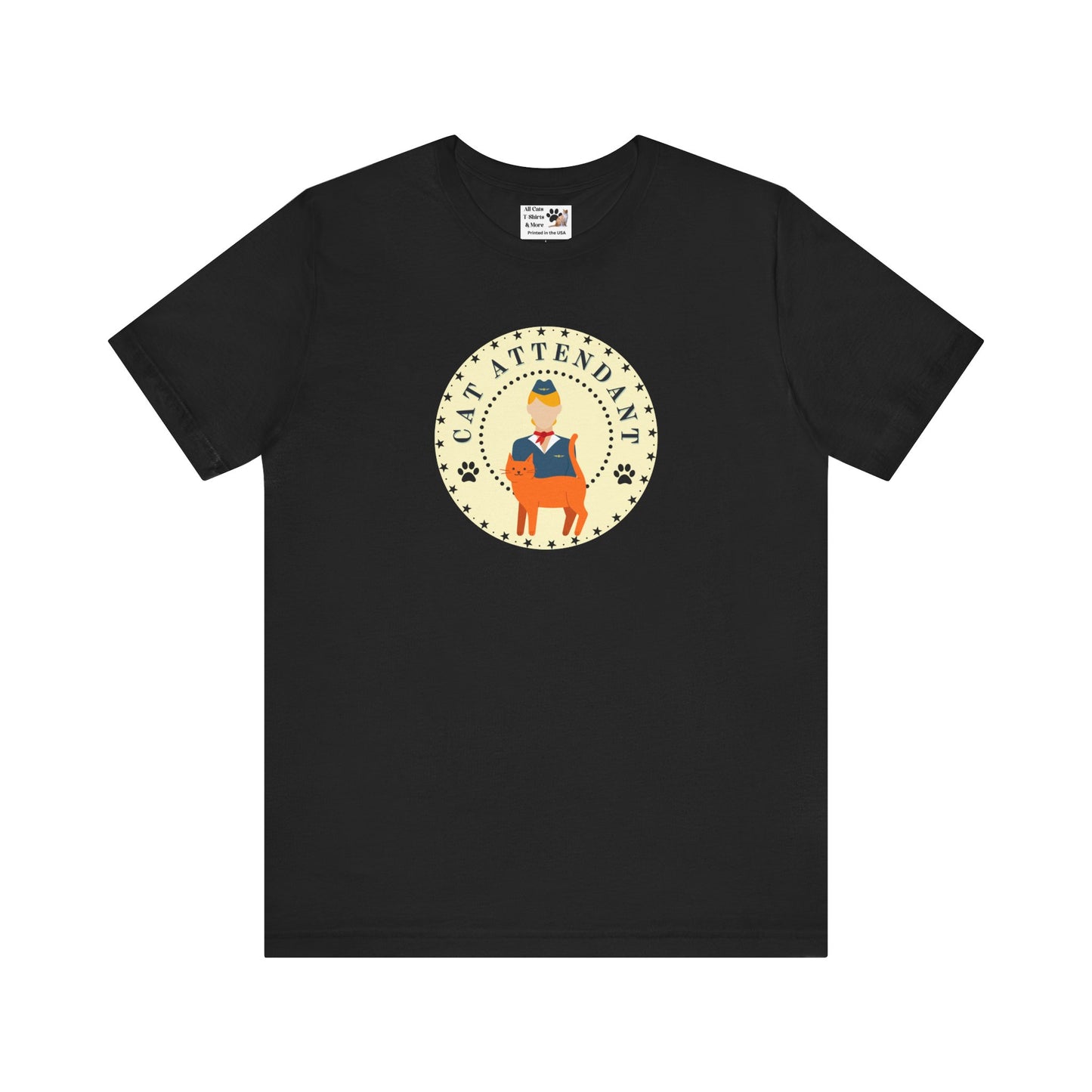 Cute "Cat Attendant" T-Shirt with Orange Cat - (Unisex Jersey Short Sleeve Tee - Perfect Gift for Cat Lovers!)