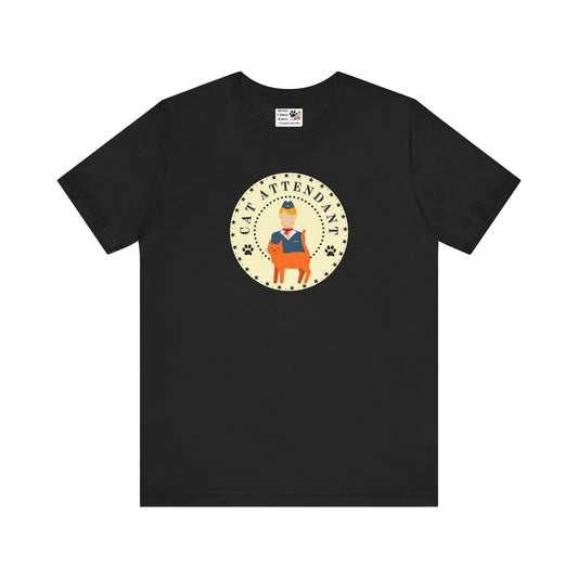 Cute "Cat Attendant" T-Shirt with Orange Cat - (Unisex Jersey Short Sleeve Tee - Perfect Gift for Cat Lovers!)