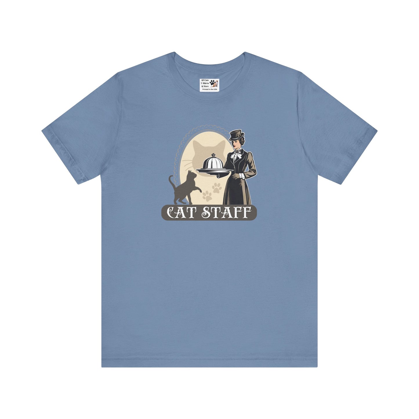 Cat Staff T-Shirt - ("Victorian Era Style" - Unisex Jersey Tee - Perfect for Cat Lovers)