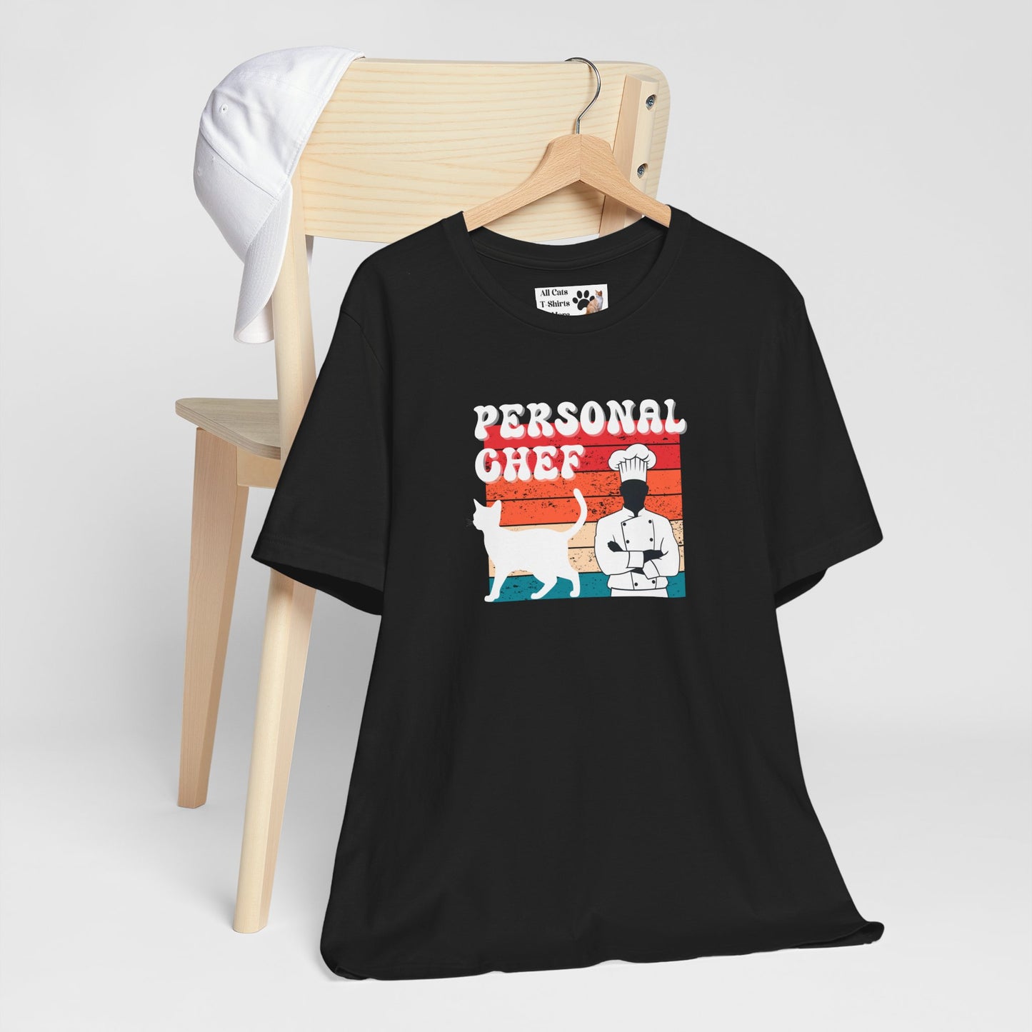 Personal Chef for Cats T-Shirt (#19 - Distressed Style Vintage Sunset, Unisex Jersey Tee)
