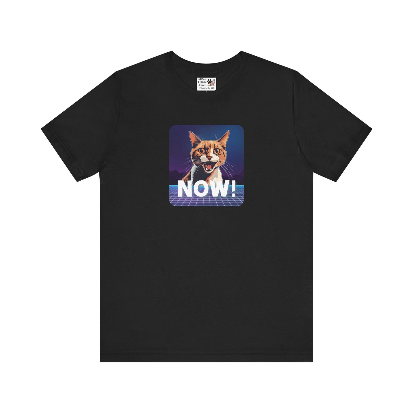 "NOW Cat" Retro Graphic T-Shirt - (Unisex Short Sleeve Tee - Fun & Quirky Design for Cat Fans)