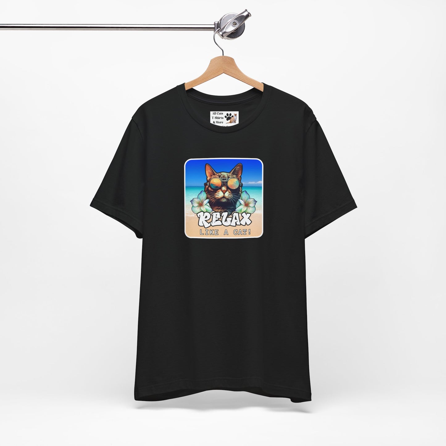 Relax Like a Cat T-Shirt (#5) - (Chill Cat Graphic Tee, Tropical Style Cat Tee, Unisex Casual Wear, Gift for Cat Lovers)