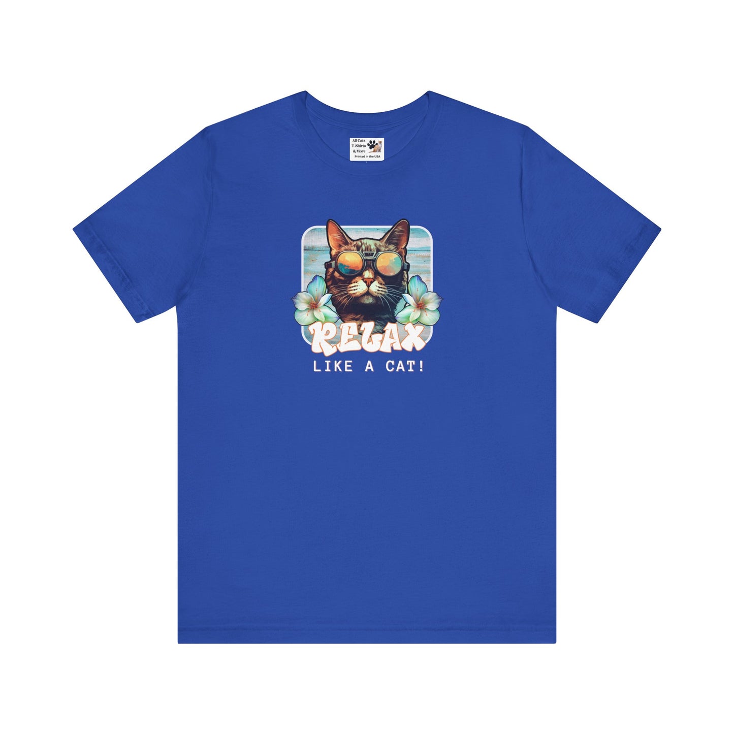 Relax Like a Cat Graphic Tee - (Cat Fan Shirt, Gift for Cat Owners, Cool Summer T-Shirt)