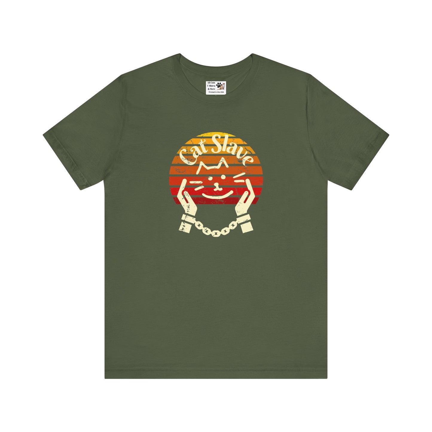 Cat Slave Vintage Sunset T-Shirt - (Unisex Jersey Tee - Casual & Trendy Distressed Style Design, Cat Fan Tee)
