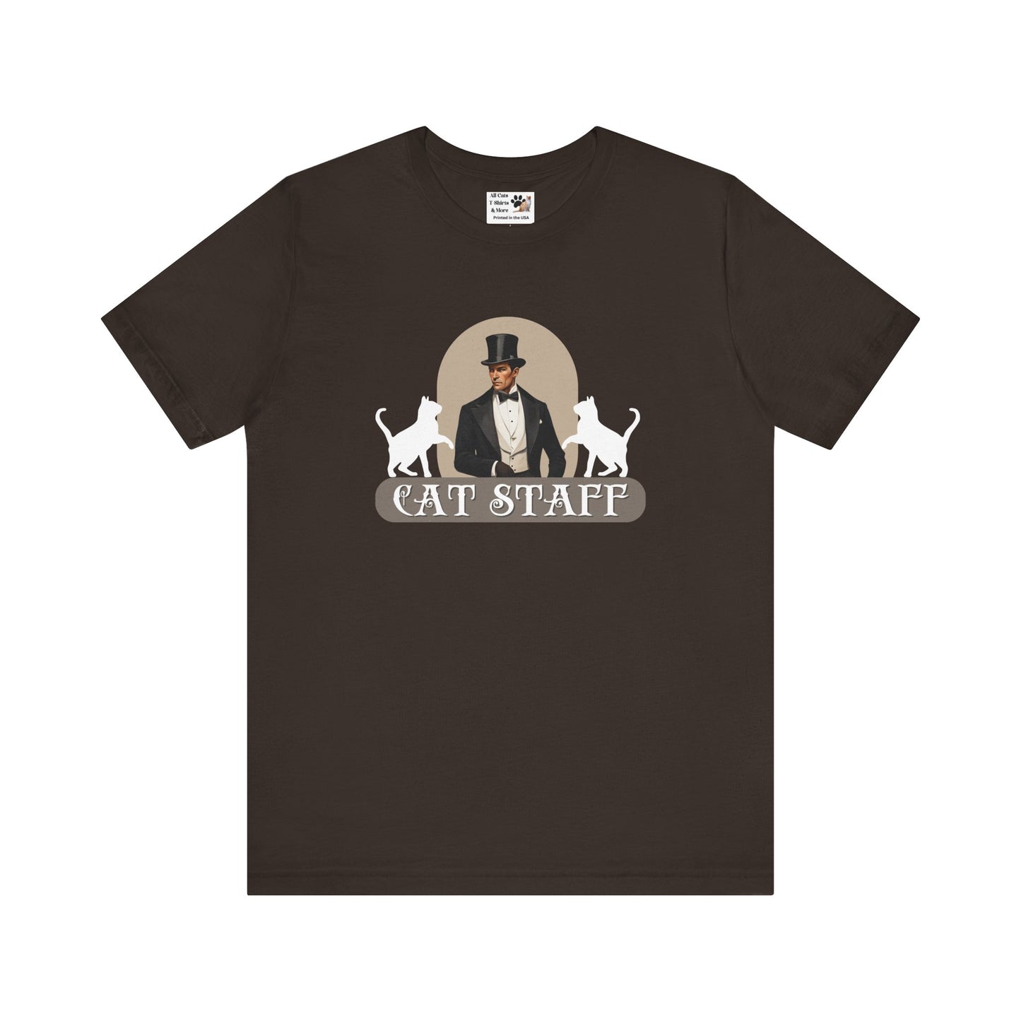 Cat Staff T-Shirt - ("Victorian Era Style" - Unisex Jersey Tee - Perfect for Cat Lovers)
