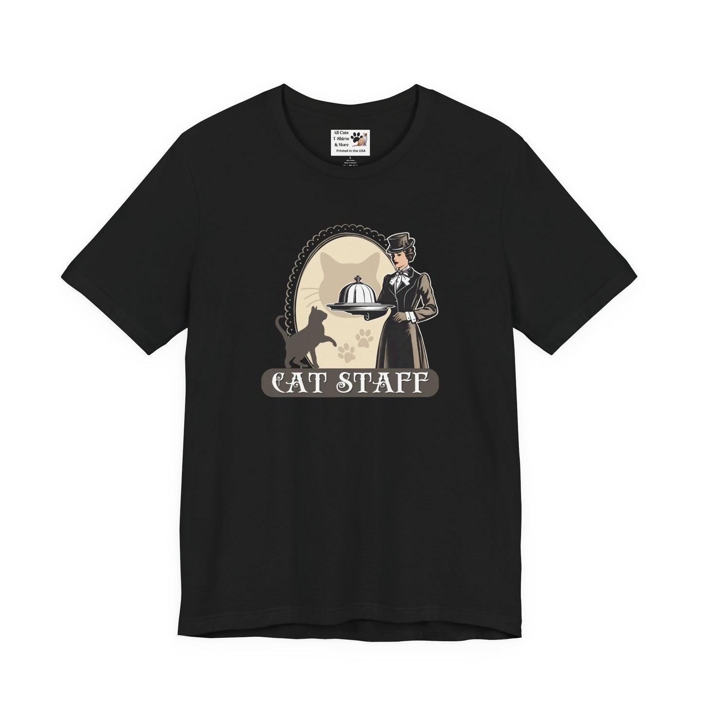Cat Staff T-Shirt - ("Victorian Era Style" - Unisex Jersey Tee - Perfect for Cat Lovers)