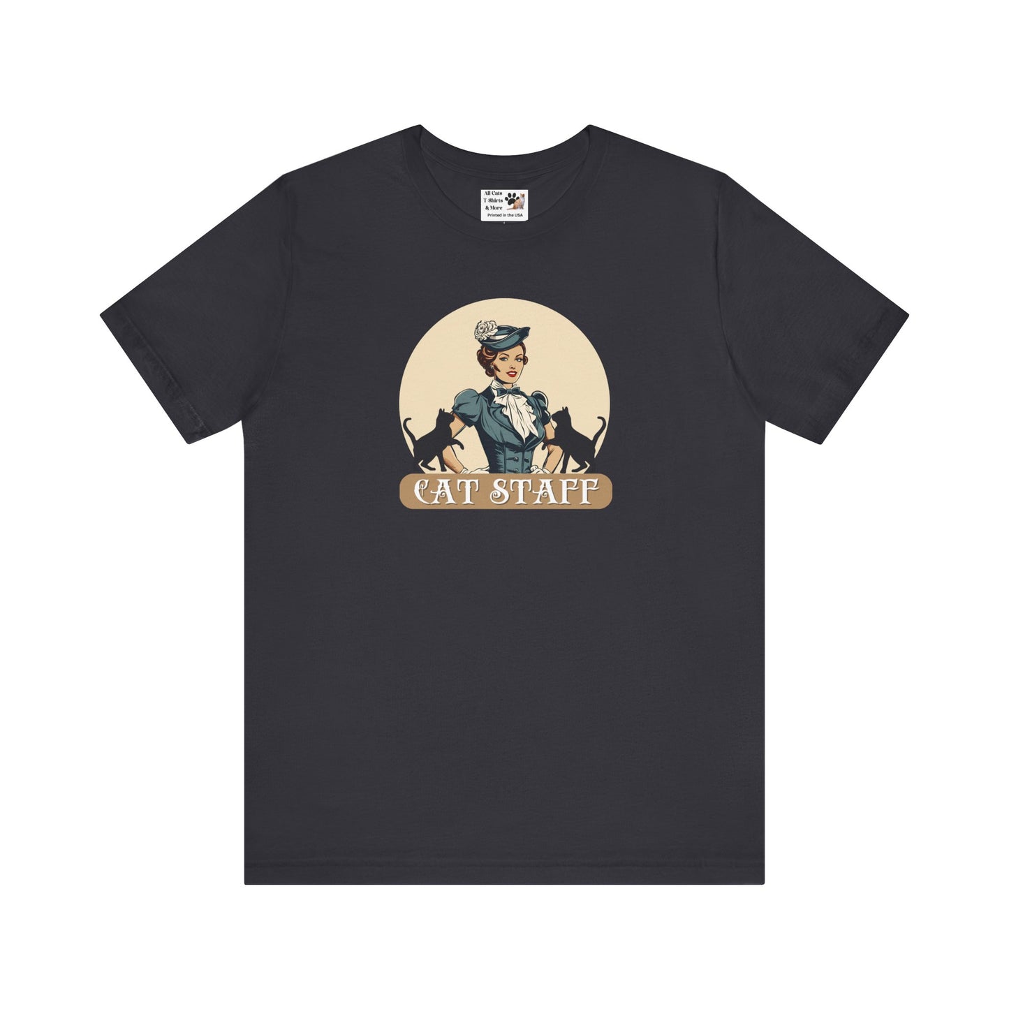 Cat Staff T-Shirt - ("Victorian Era Style" - Unisex Jersey Tee - Perfect for Cat Lovers)