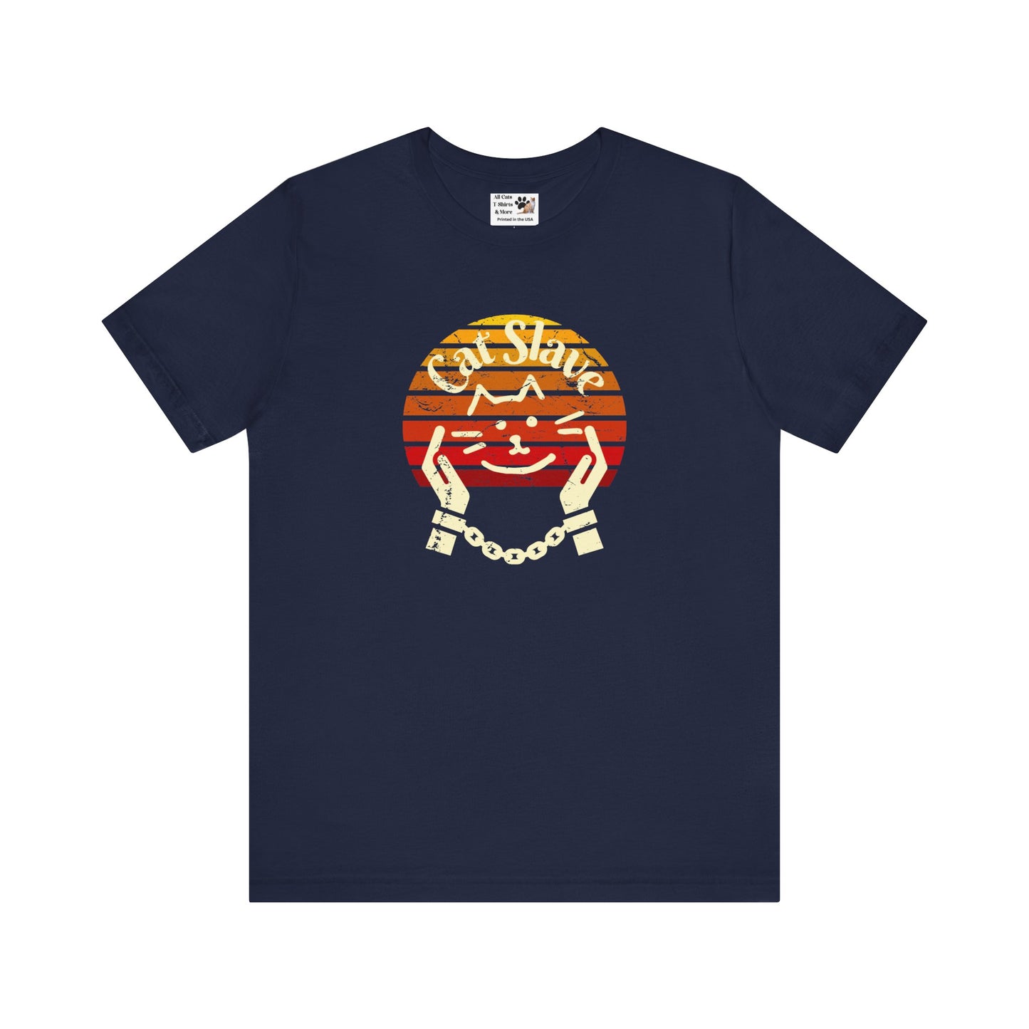 Cat Slave Vintage Sunset T-Shirt - (Unisex Jersey Tee - Casual & Trendy Distressed Style Design, Cat Fan Tee)