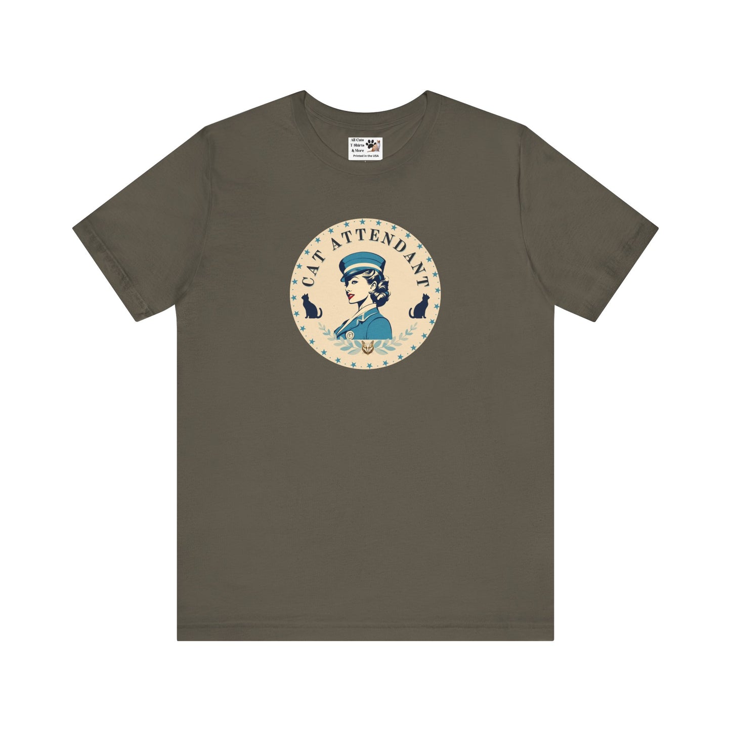 Vintage Style "Cat Attendant" T-Shirt - (Unisex Jersey Short Sleeve Tee - Perfect Gift for Cat Lovers!)