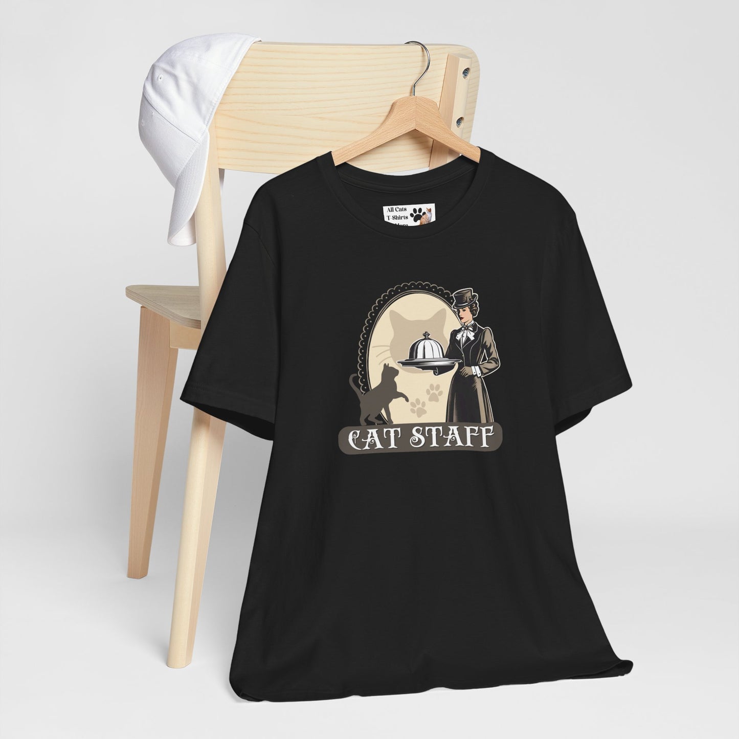 Cat Staff T-Shirt - ("Victorian Era Style" - Unisex Jersey Tee - Perfect for Cat Lovers)