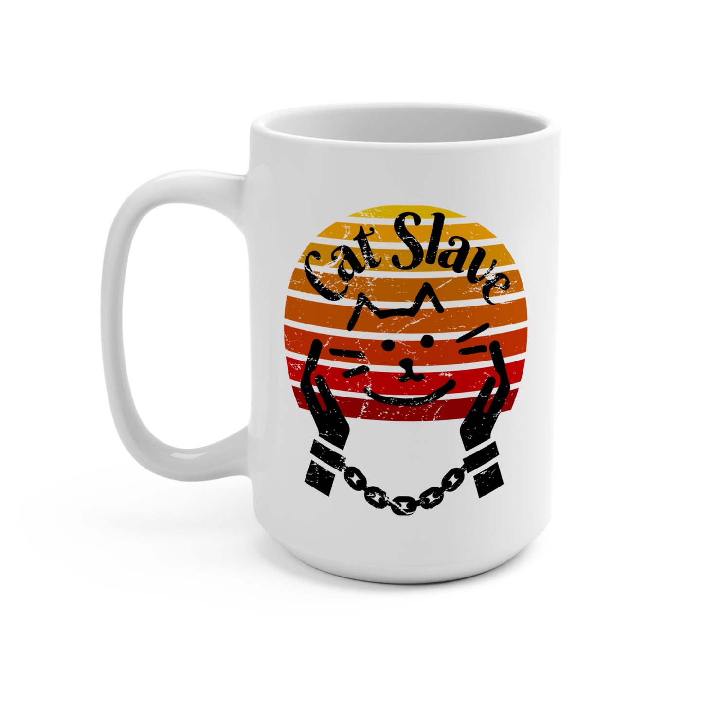 Cat Slave Vintage Sunset Mug 15oz - Purrfect Gift for Cat Lovers