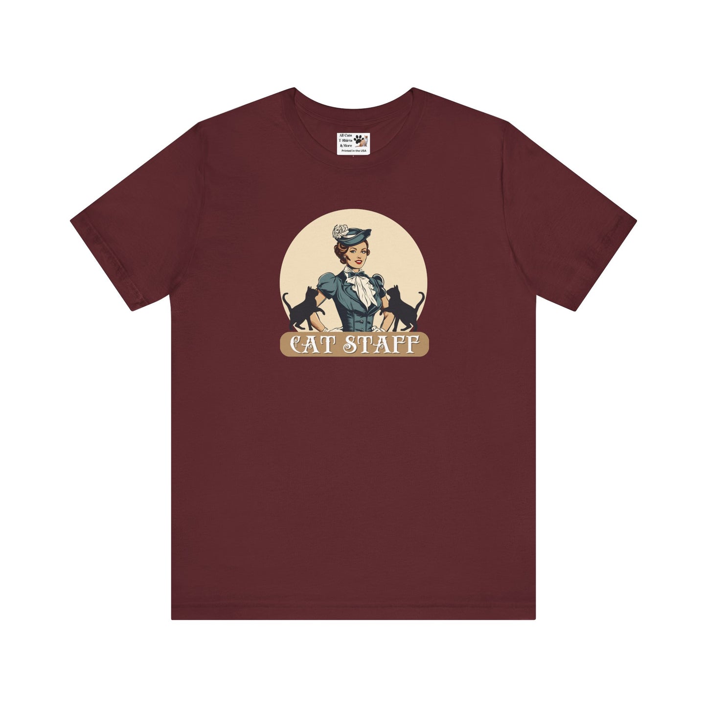 Cat Staff T-Shirt - ("Victorian Era Style" - Unisex Jersey Tee - Perfect for Cat Lovers)